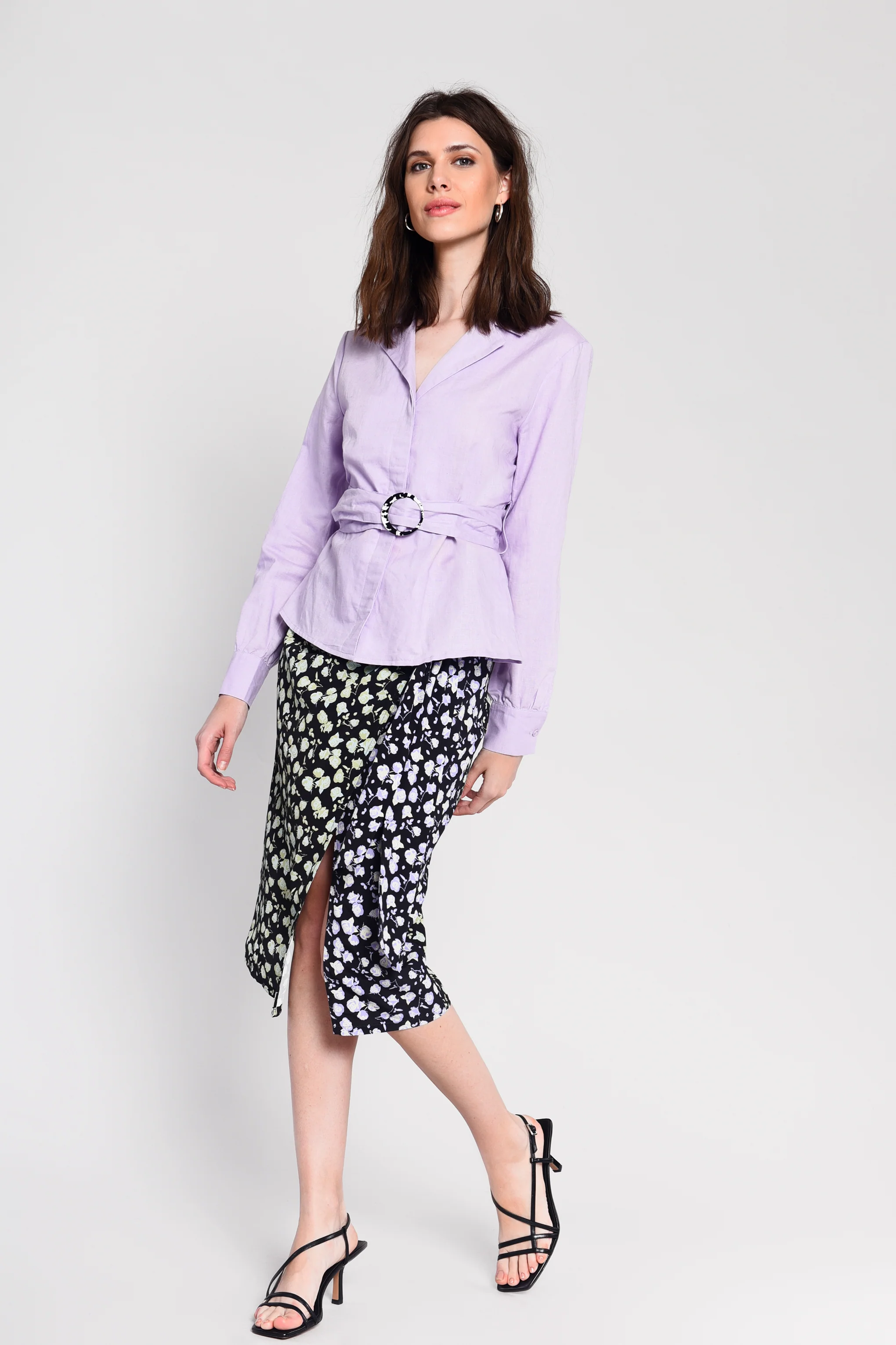 Glamorous Lilac Belted Long Sleeve Shirt - Image 3