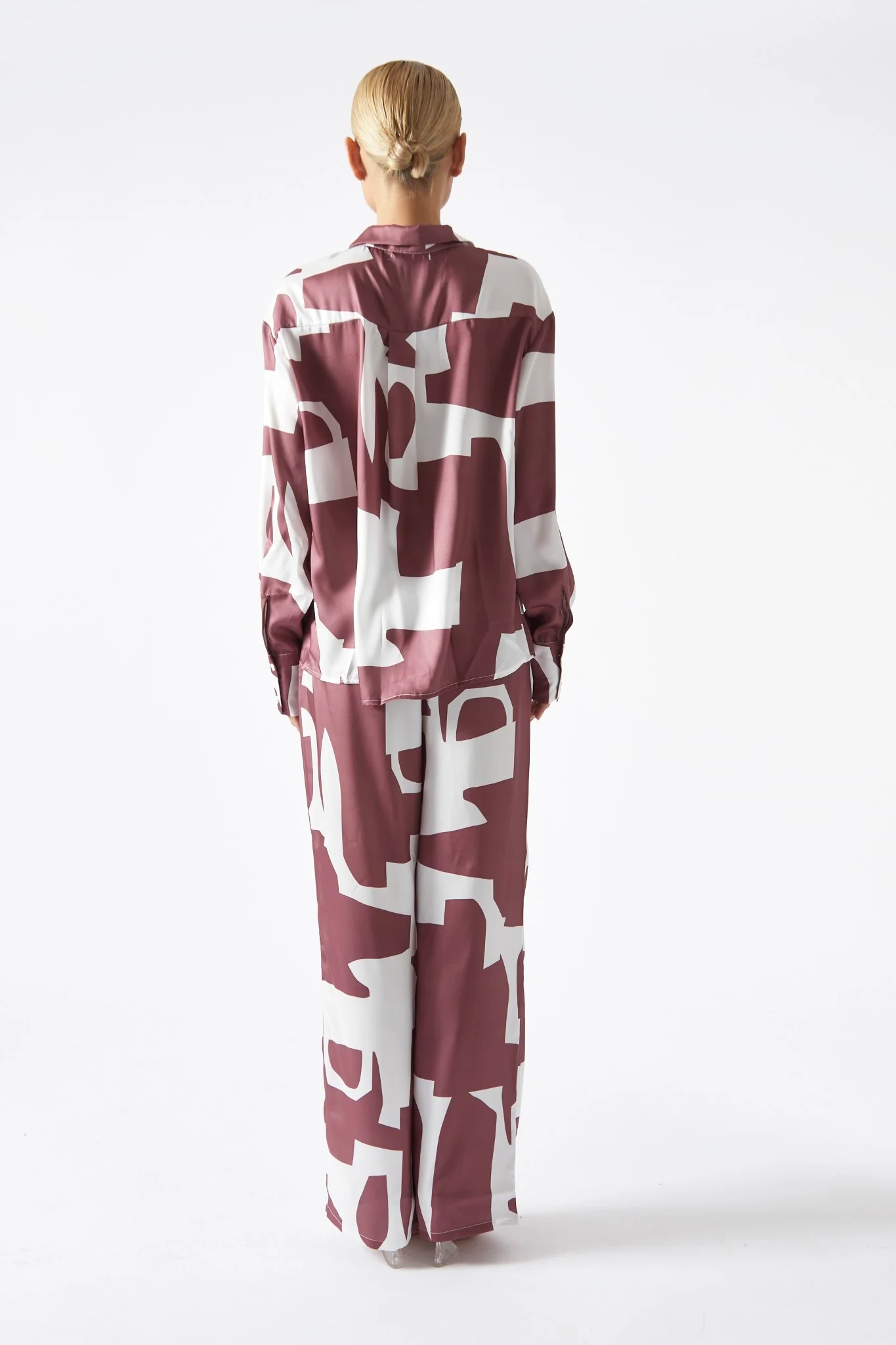 Dark-Rose Abstract Oversized Shirt - Image 3