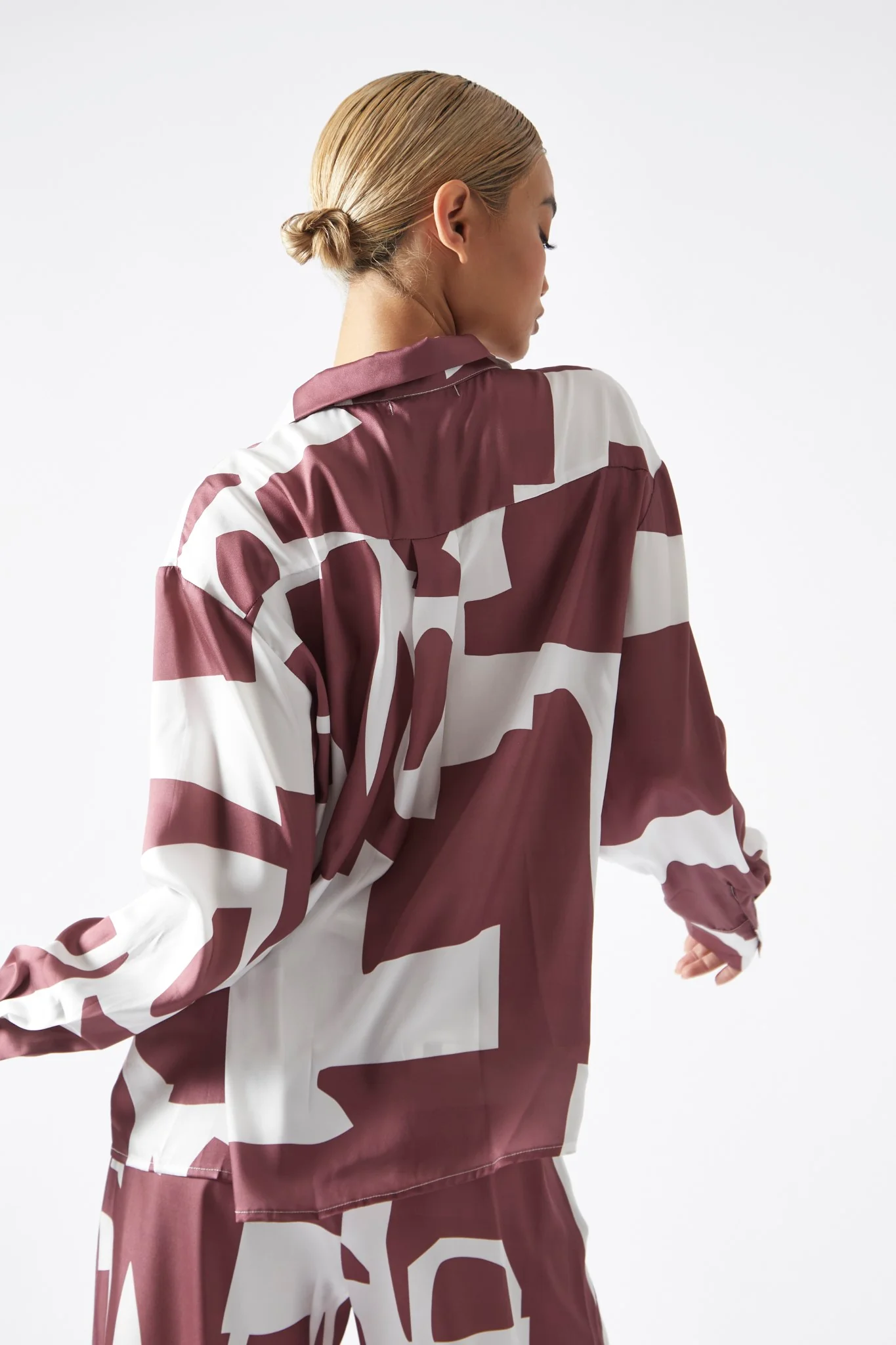 Dark-Rose Abstract Oversized Shirt - Image 4