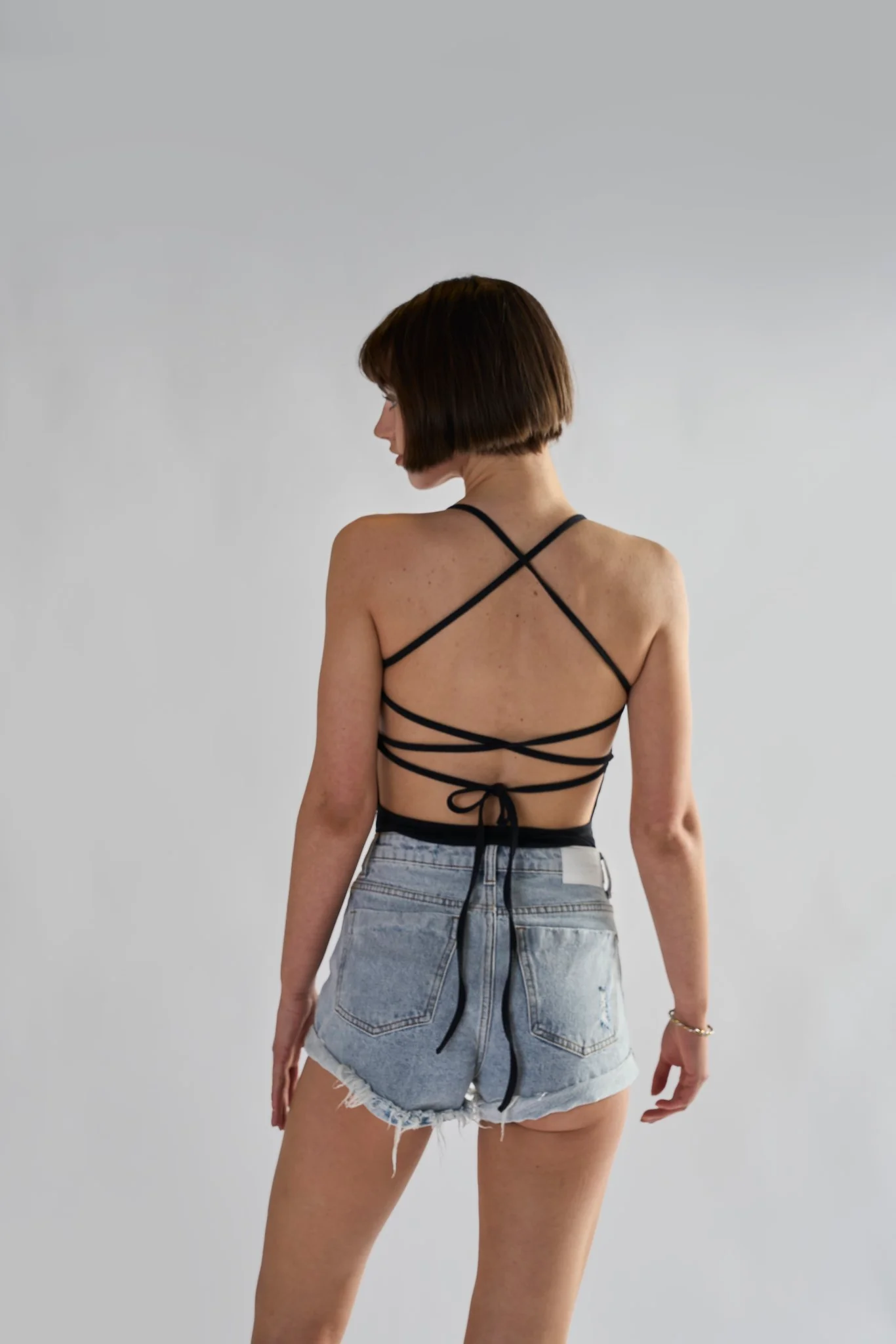 Glamorous Light Antique Wash High Waisted Shorts - Image 2