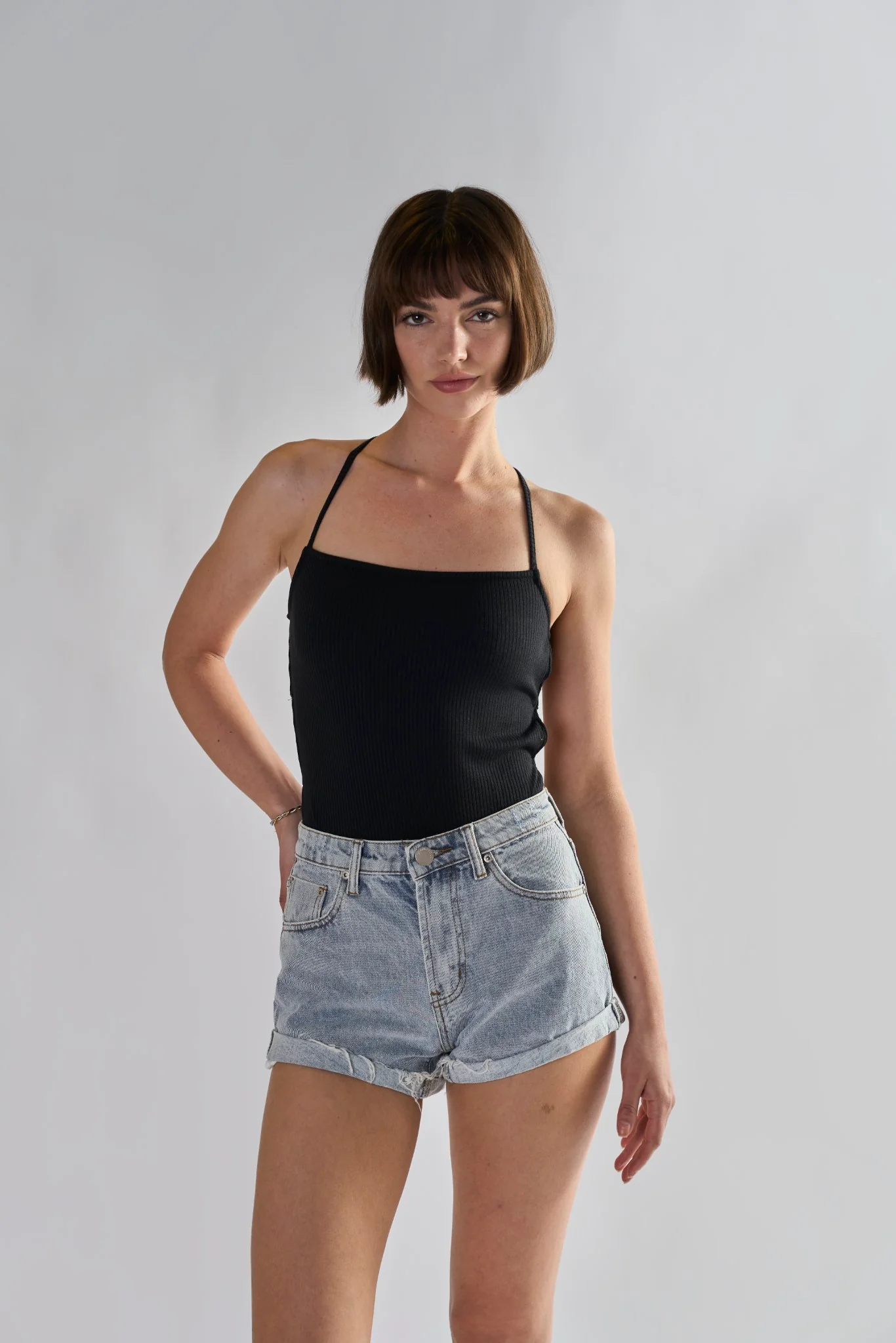 Glamorous Light Antique Wash High Waisted Shorts - Image 3
