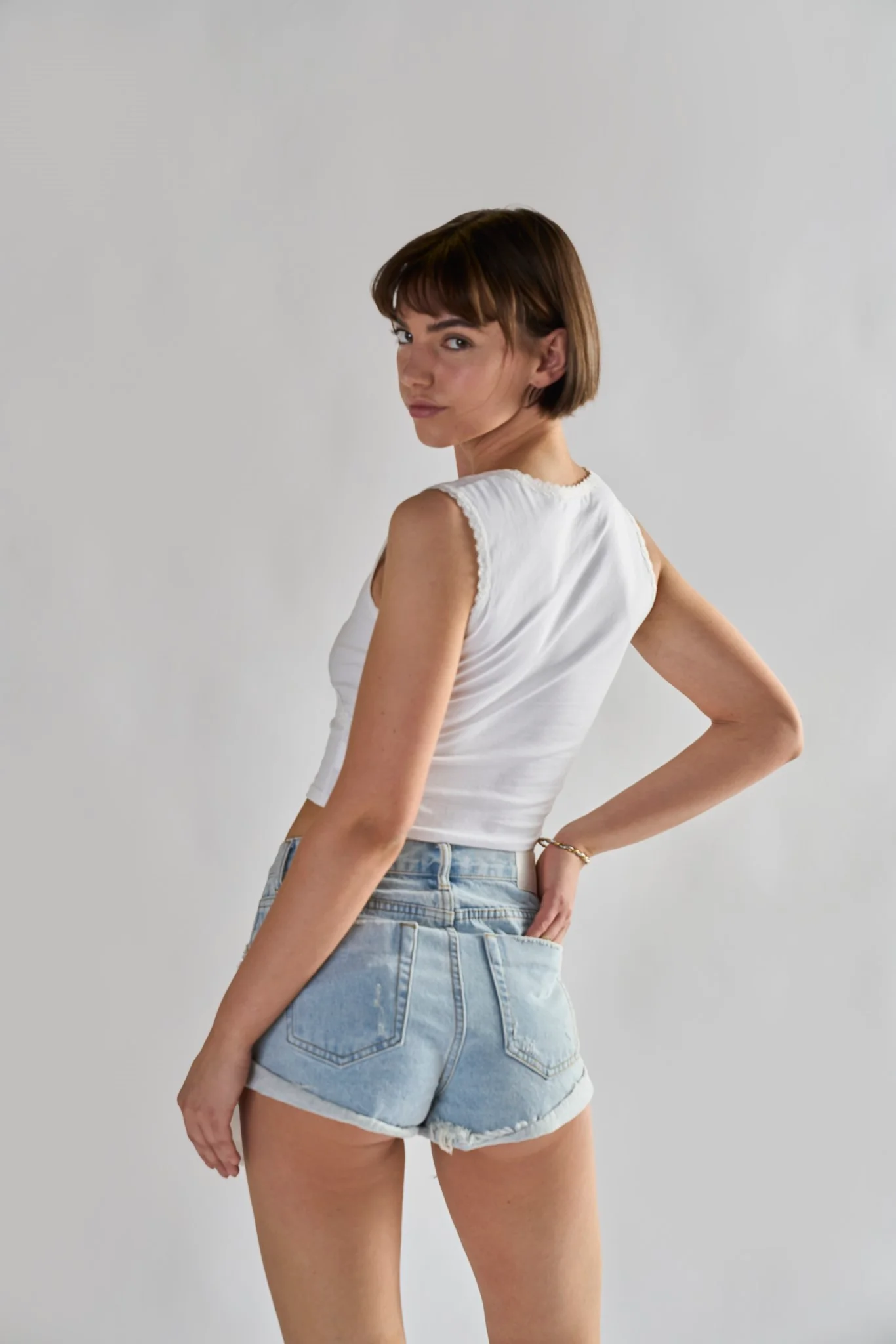 Glamorous Bleach Stonewash Denim Shorts - Image 2