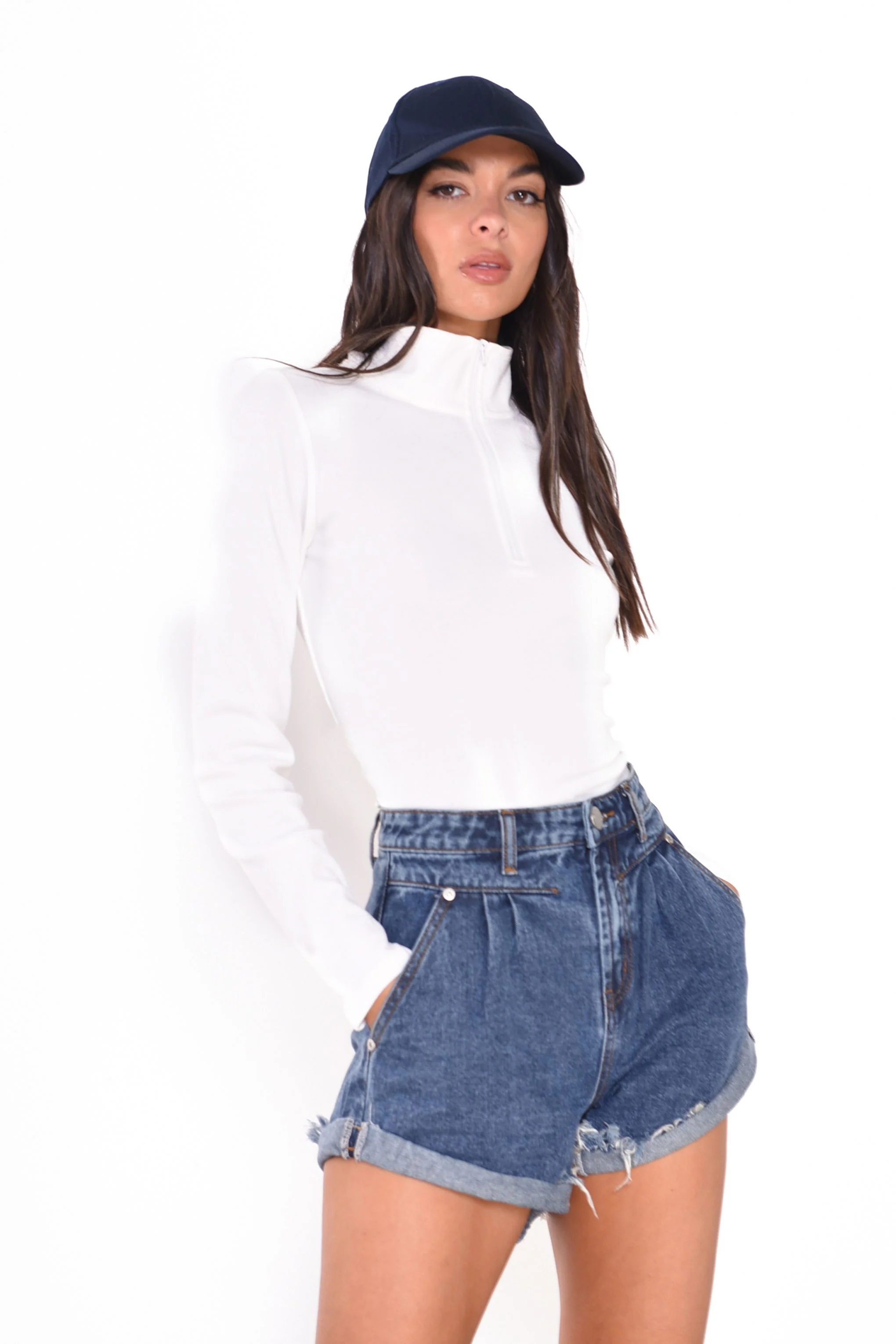 Glamorous Mid Stonewash High Waisted Denim Shorts - Image 2