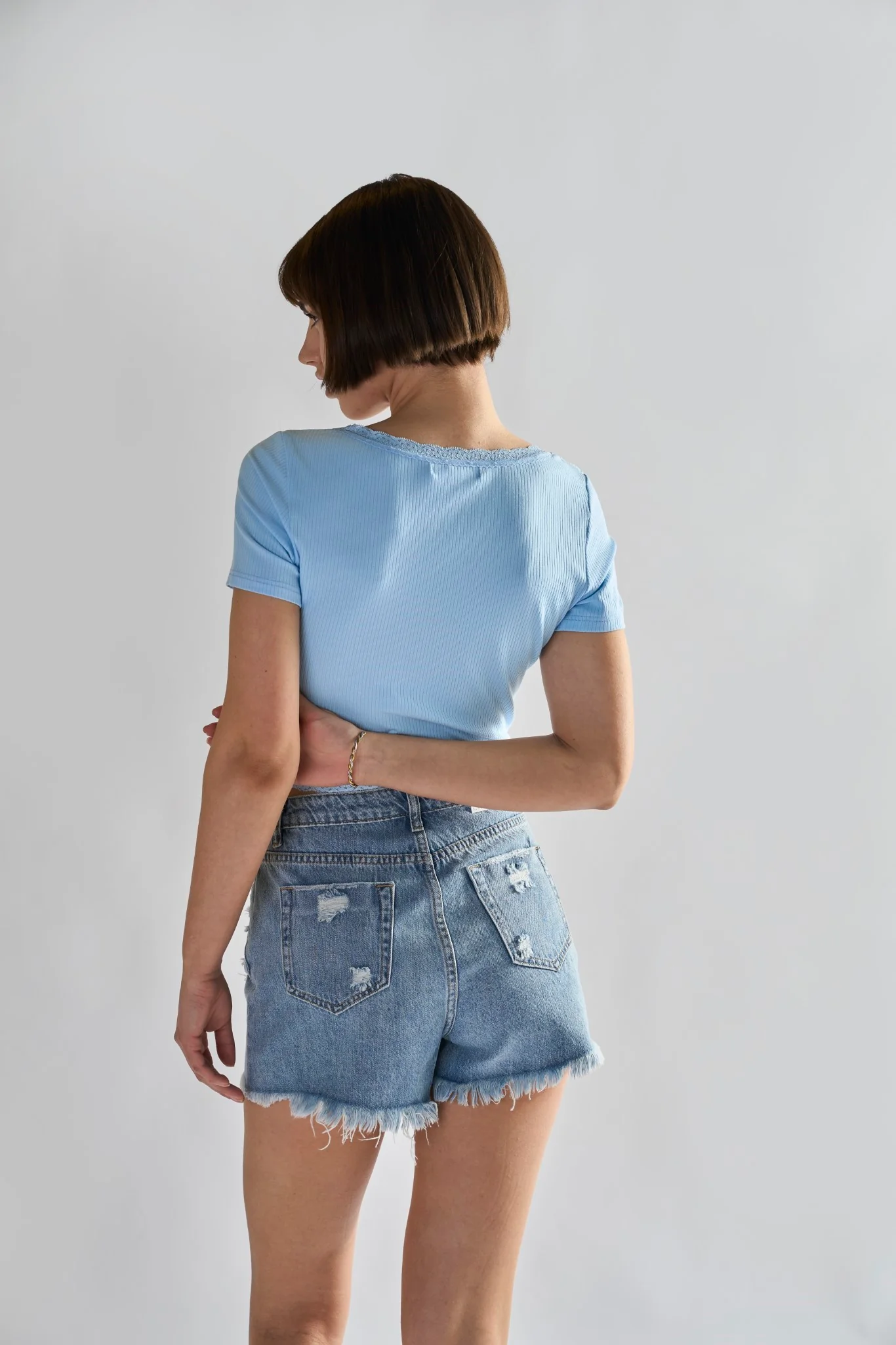 Glamorous Vintage Wash Distressed Denim Shorts - Image 2