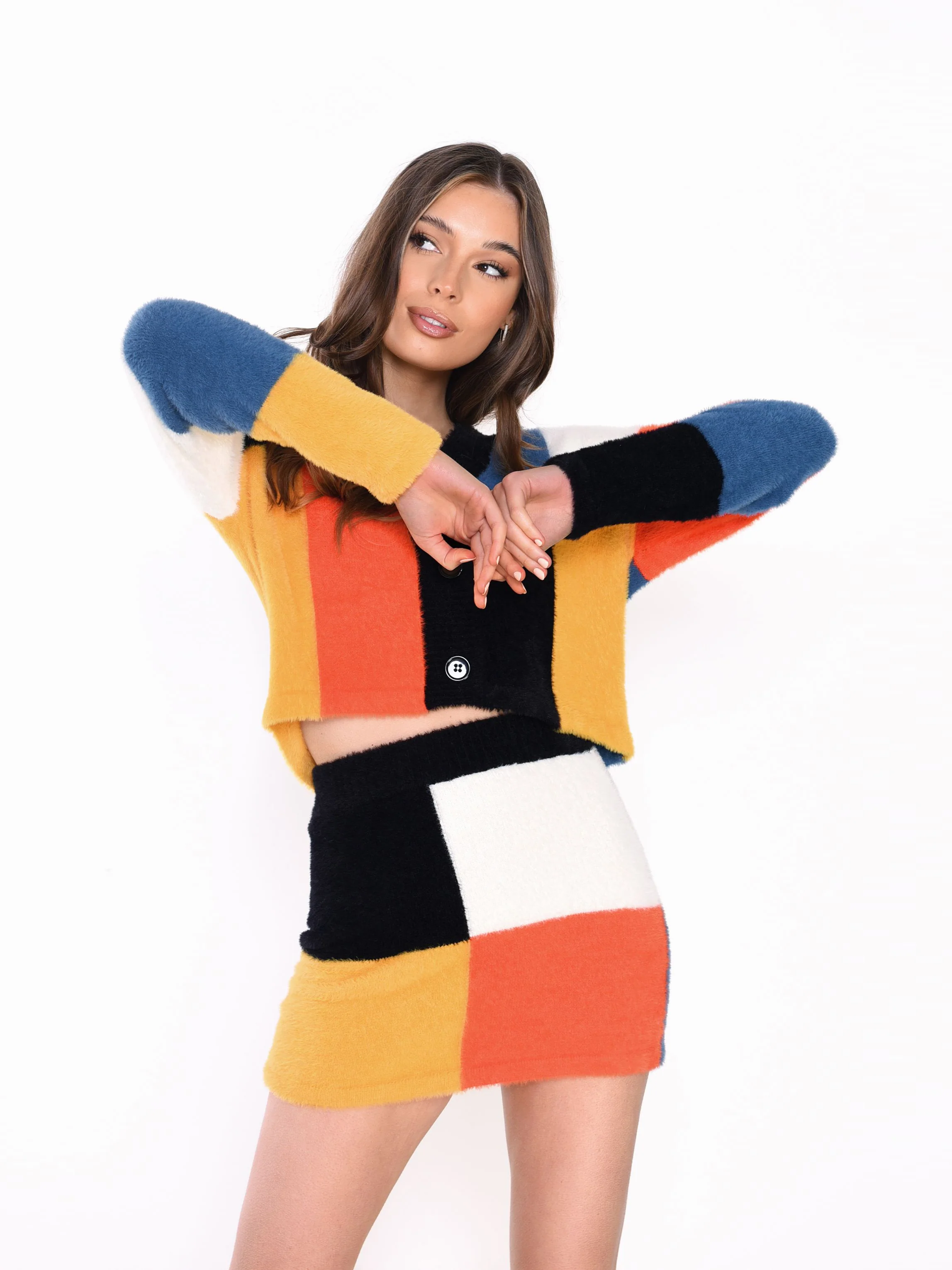 Glamorous Navy Orange Multi Mini Skirt - Image 4