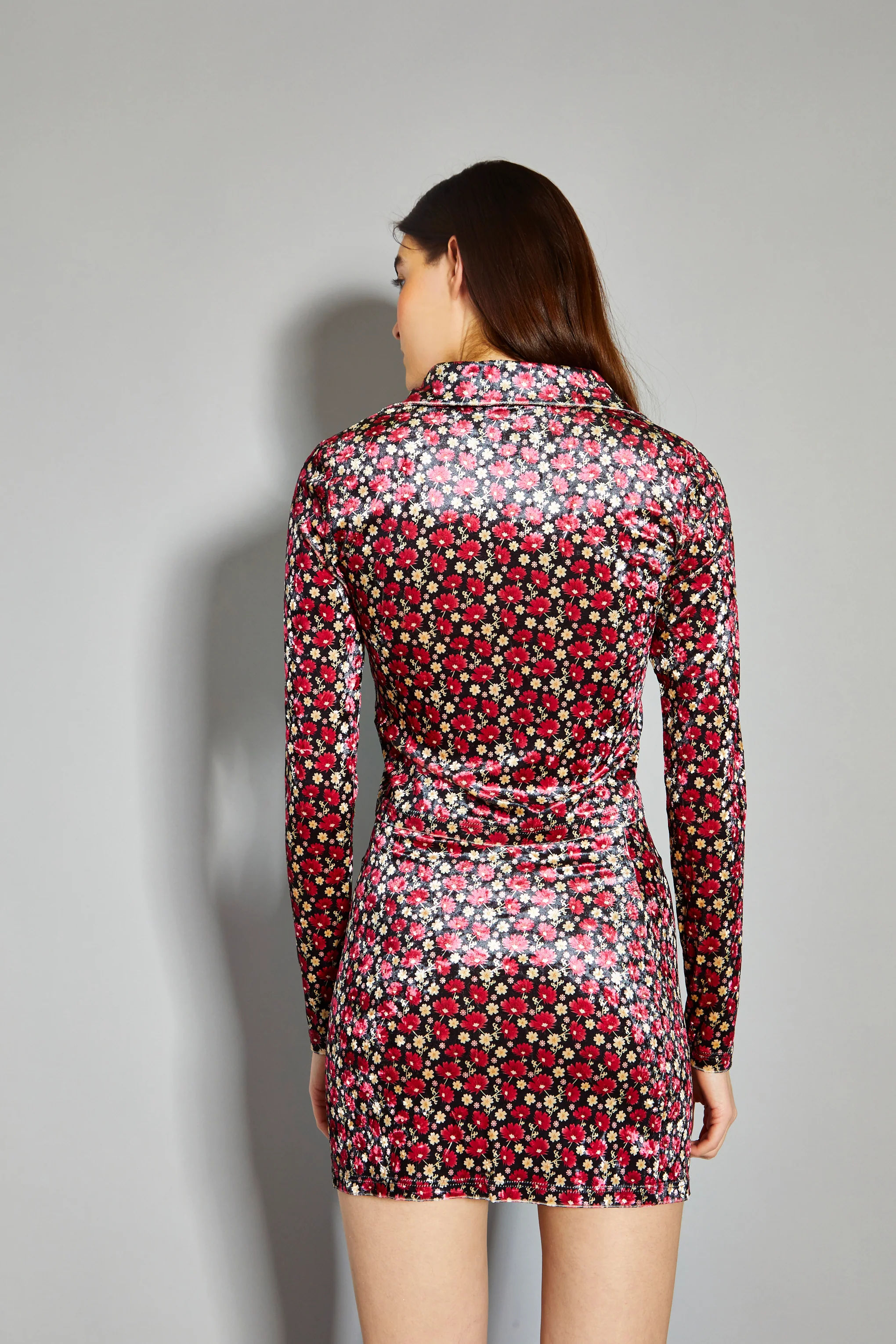 Glamorous Floral Print Velvet Mini Skirt - Image 3