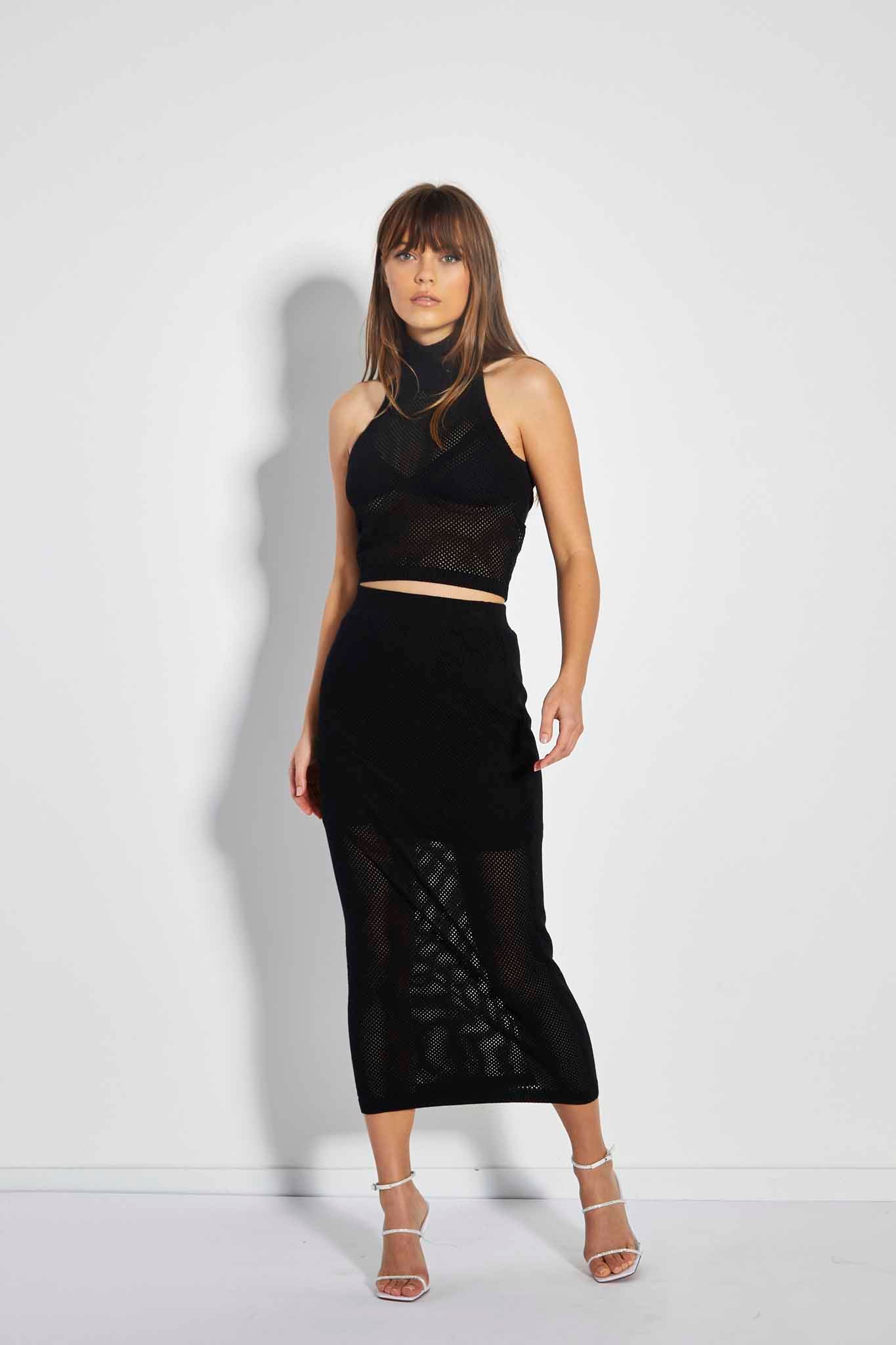 Glamorous Care Black Knitted Midi Skirt - Image 3