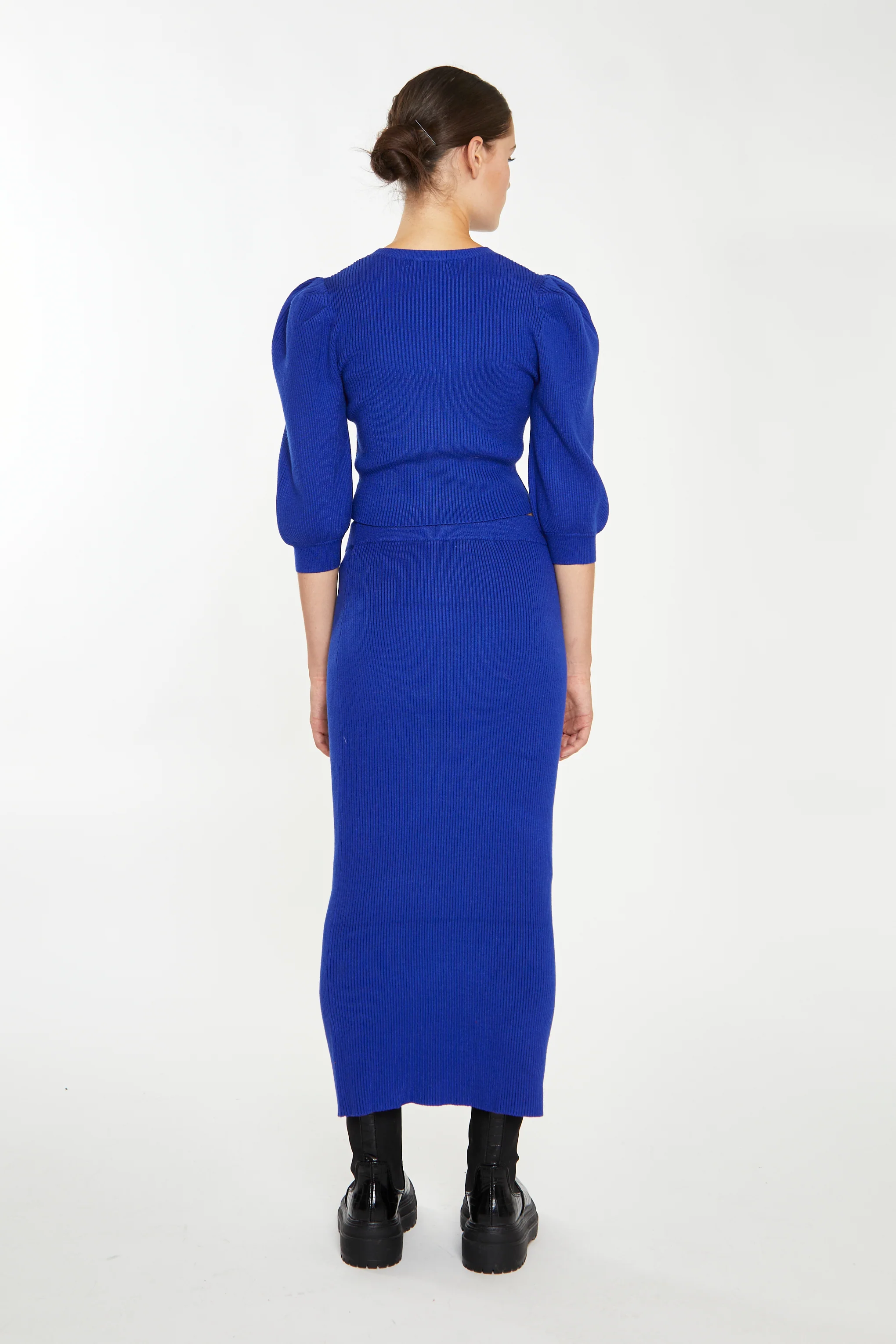 Glamorous Royal Blue Knitted Midi Skirt - Image 2