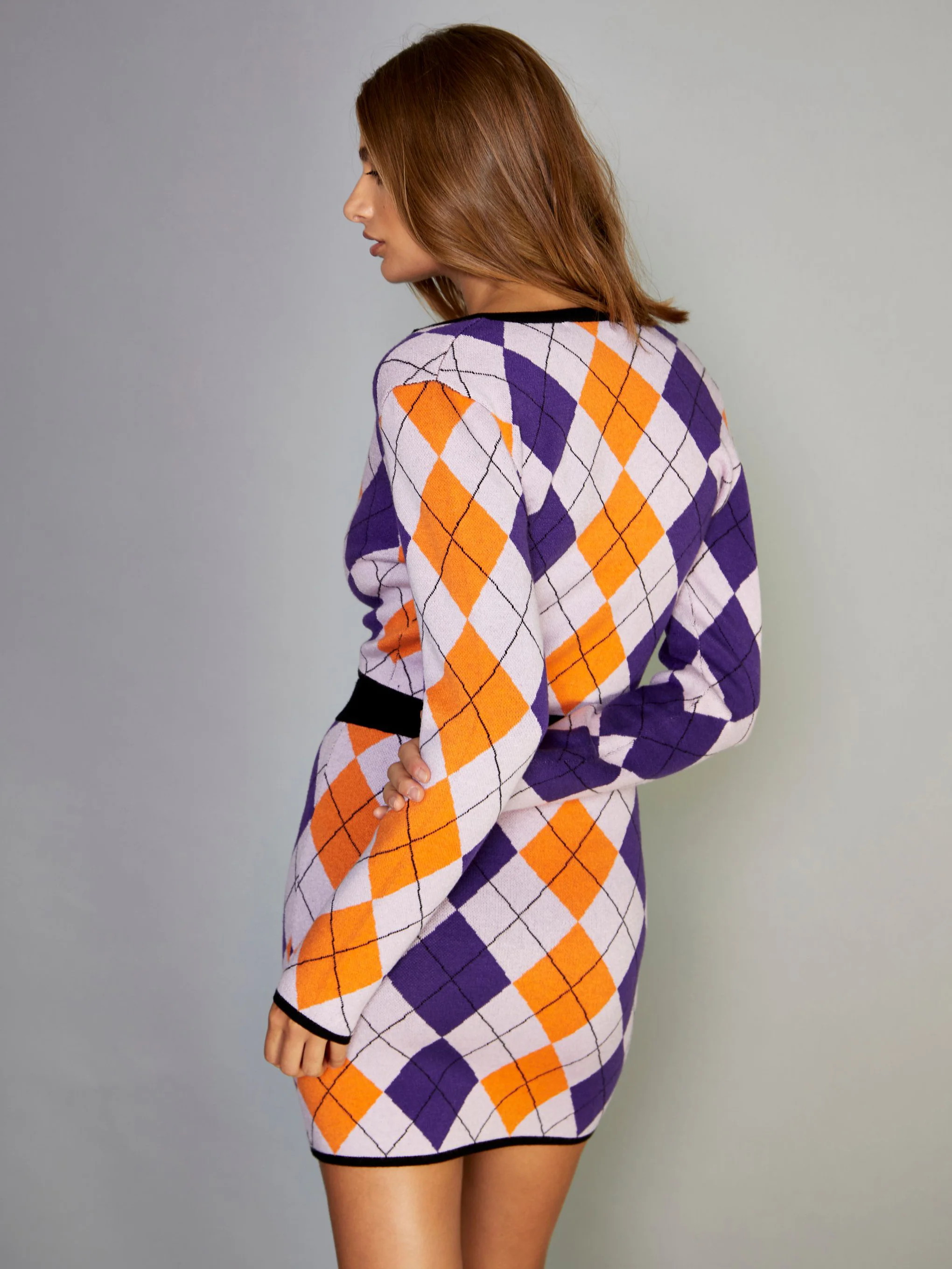 Glamorous Purple Multi Argyle Pattern Mini Skirt - Image 2