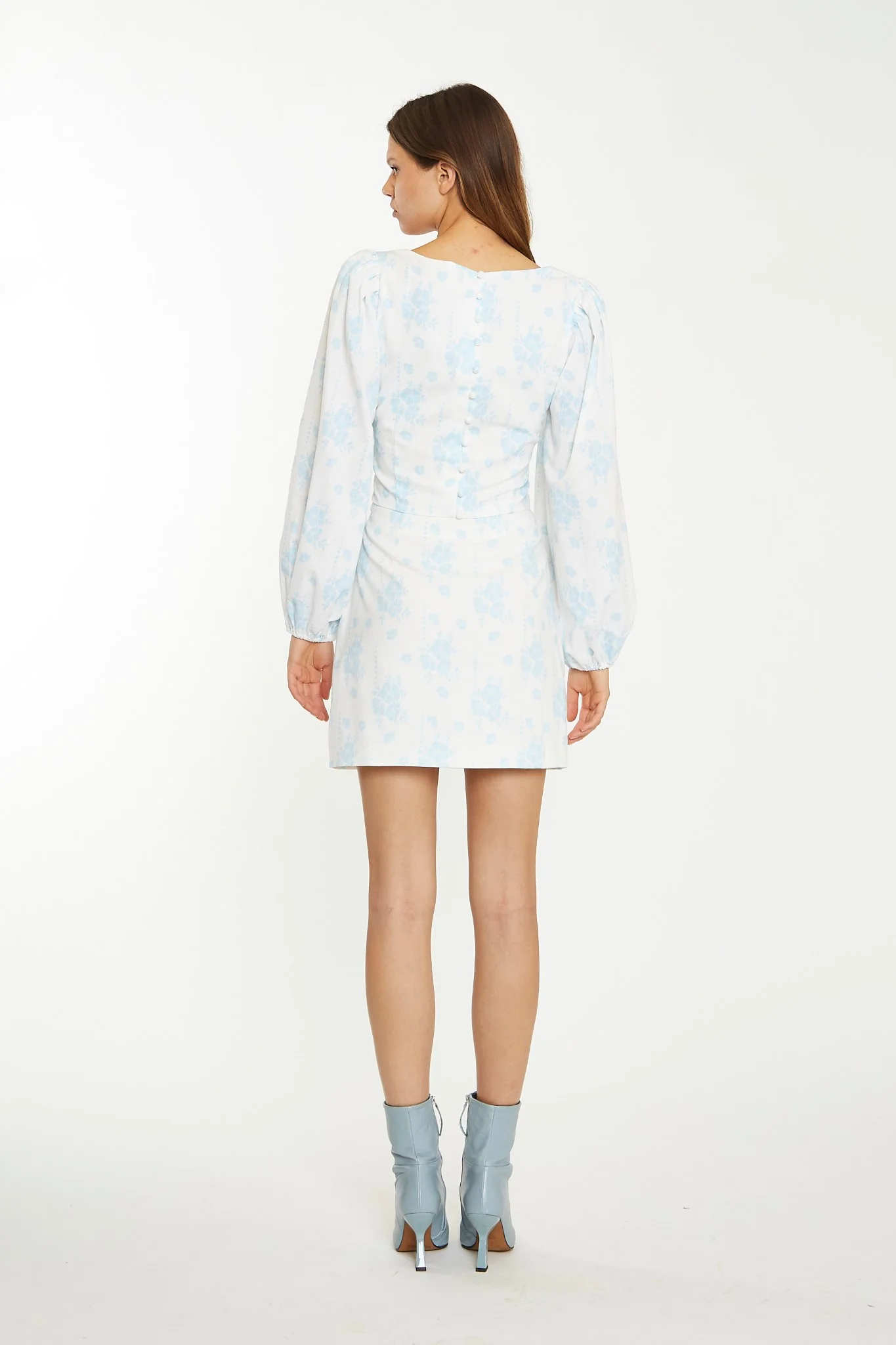 Blue Wallpaper Floral Split-Front Mini-Skirt - Image 2