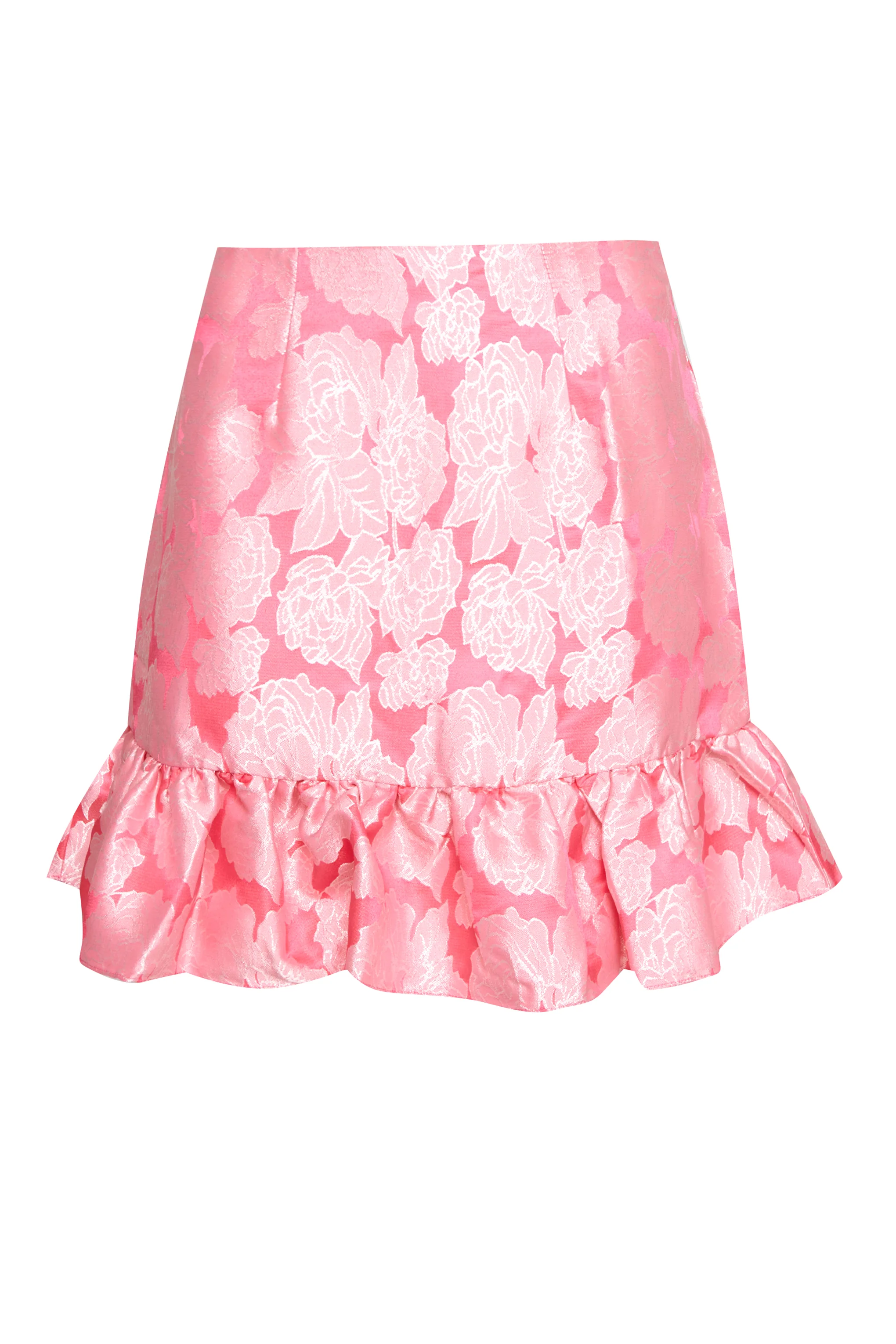 Neon Pink Jacquard Mini Frill Skirt - Image 8