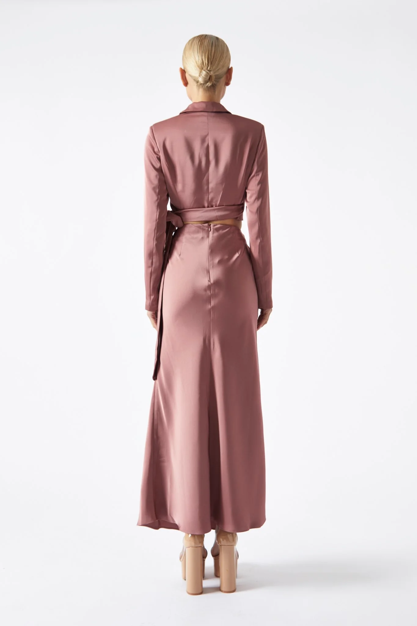 Dark-Rose Bias-Cut Midaxi-Skirt - Image 2