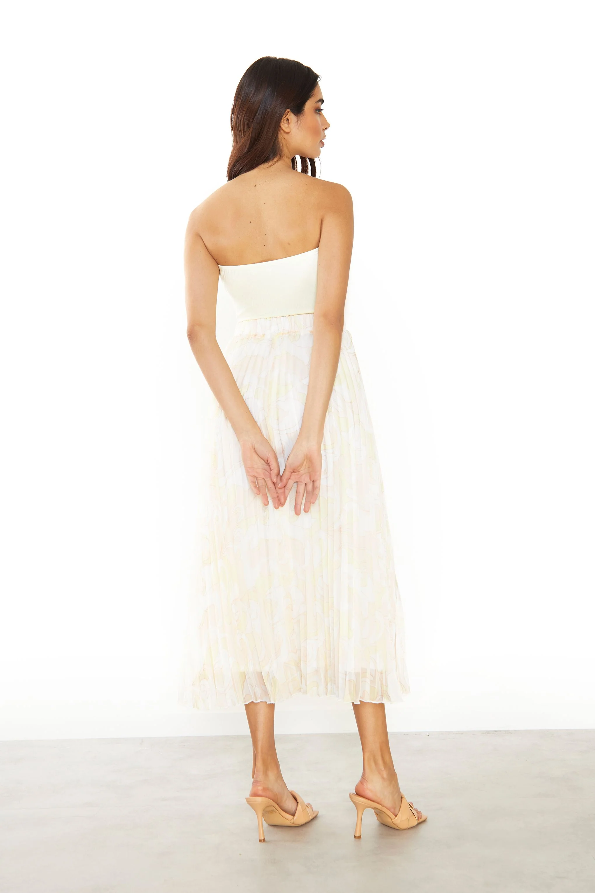 Glamorous Pastel Swirl Abstract Midi Skirt - Image 2