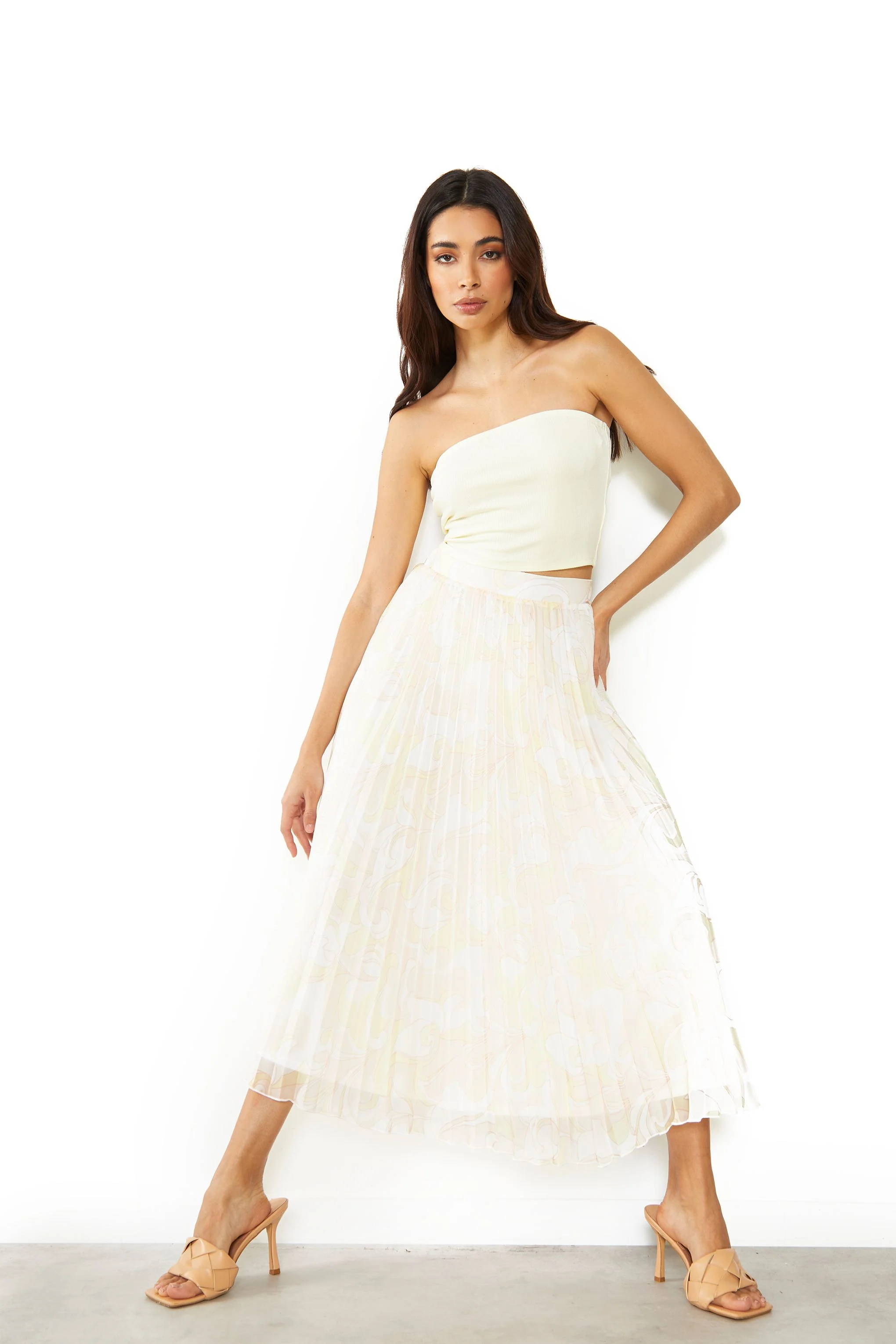 Glamorous Pastel Swirl Abstract Midi Skirt - Image 3