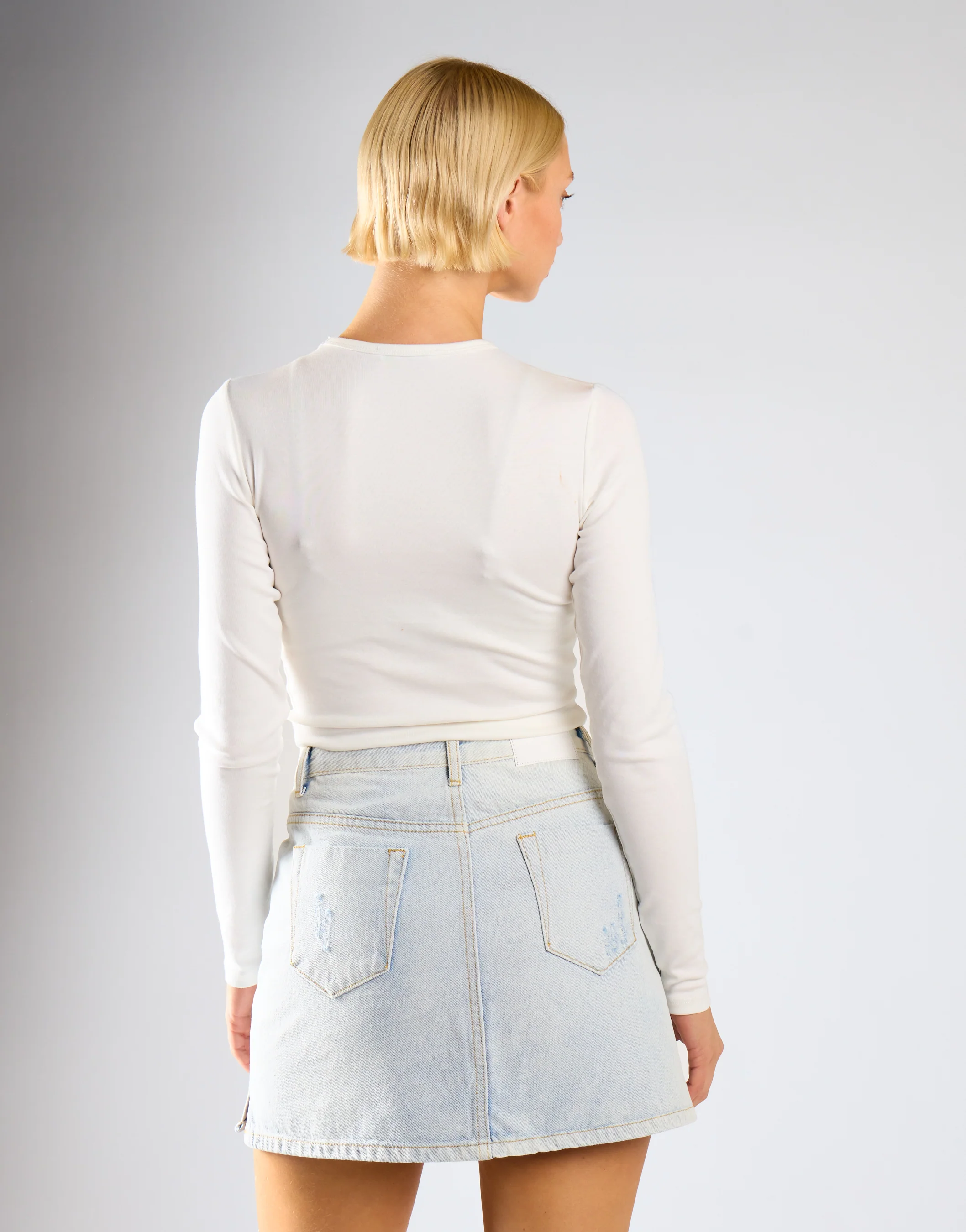 Light Antique Bleach Denim Mini-Skirt - Image 4