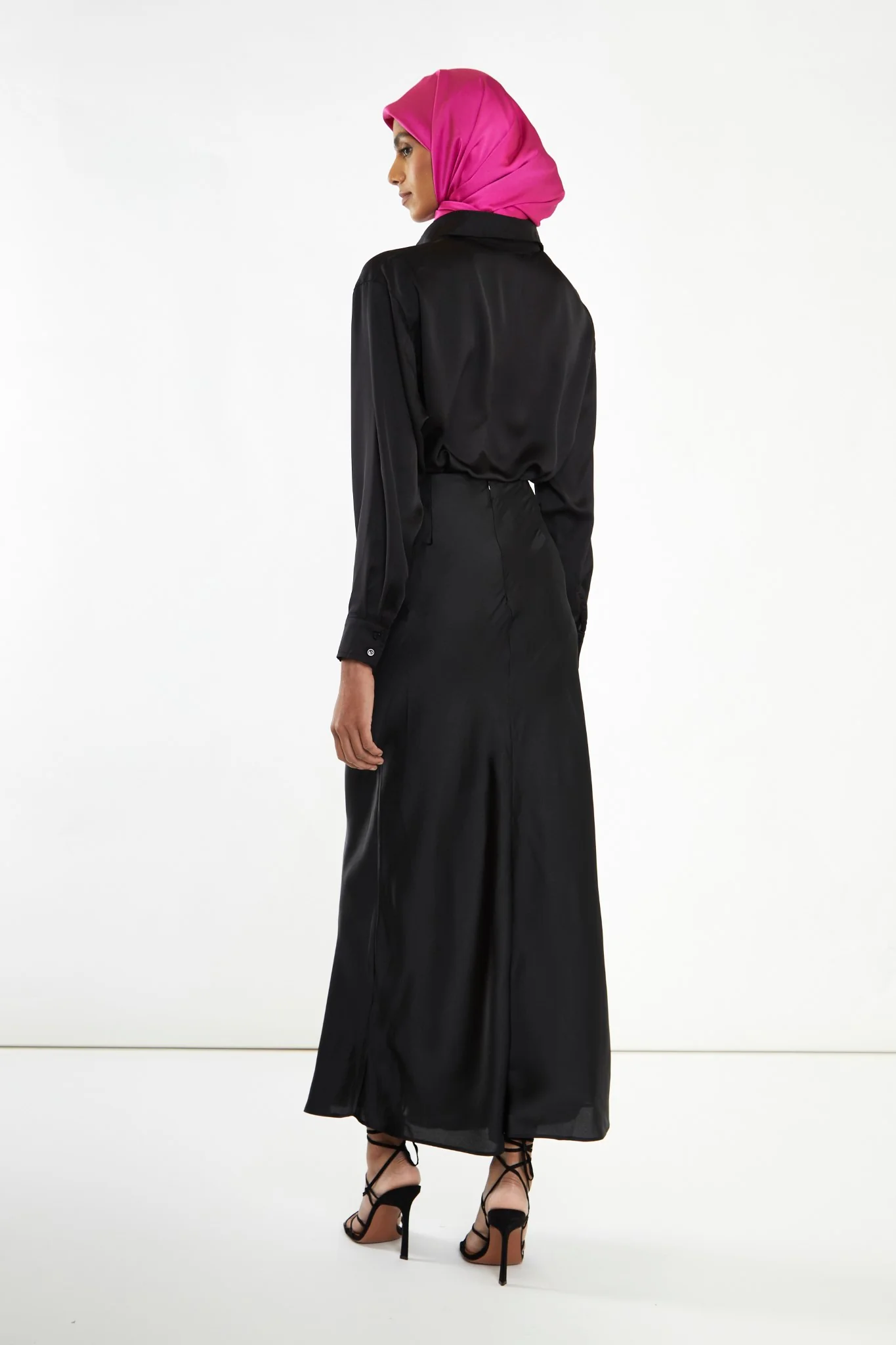 Black Bias-Cut Maxi-skirt - Image 2