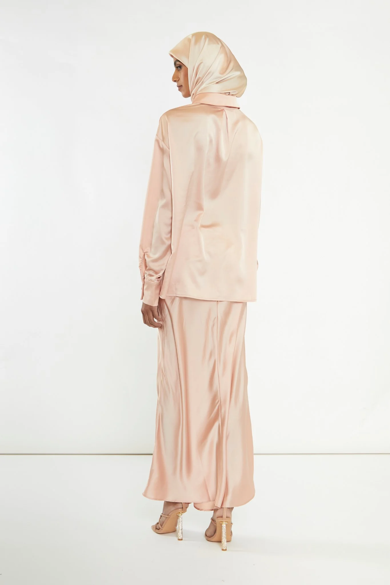 Peach Bias-Cut Maxi-skirt - Image 2