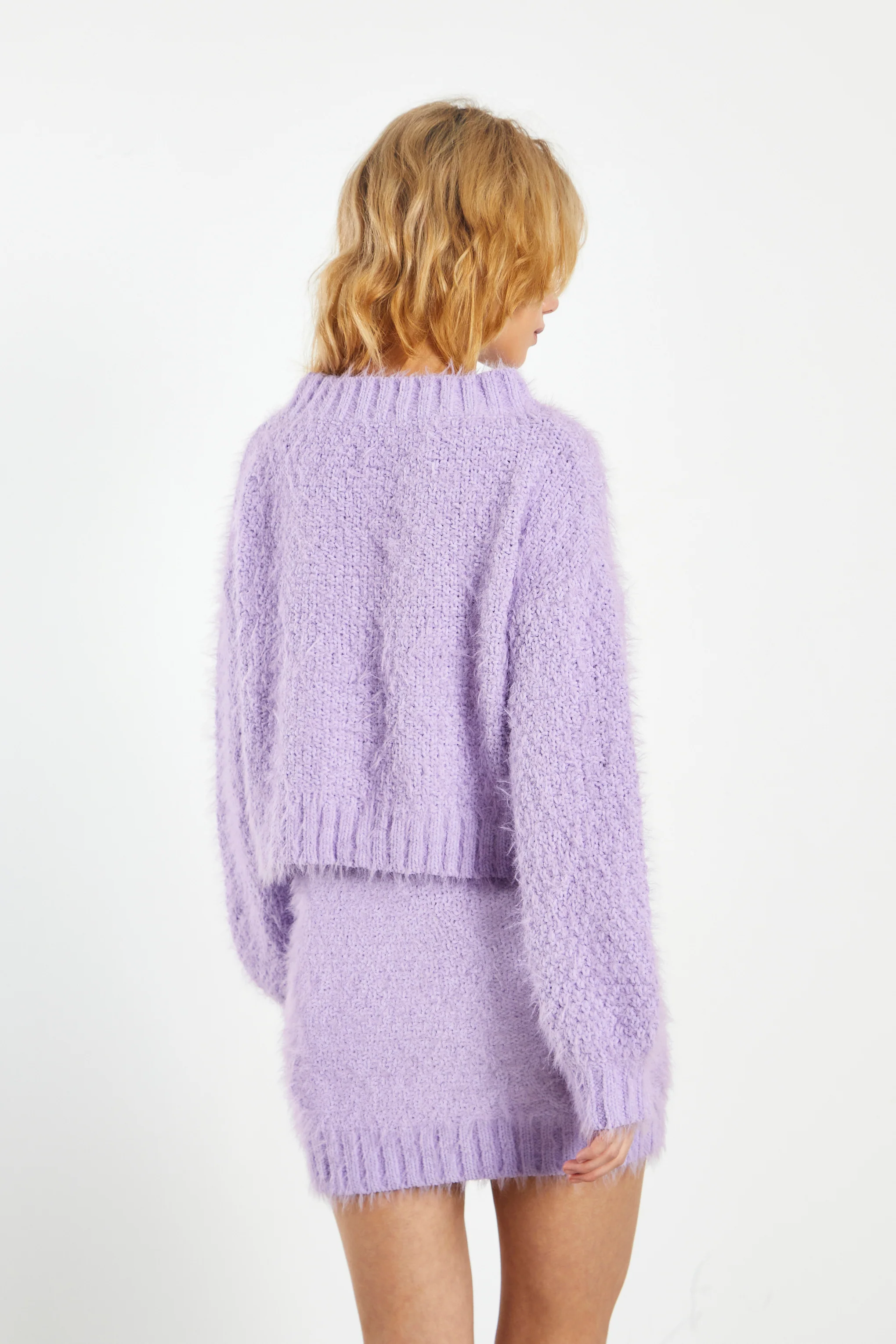 Glamorous Lilac Mini Skirt with Front Cable Knit Detail - Image 2