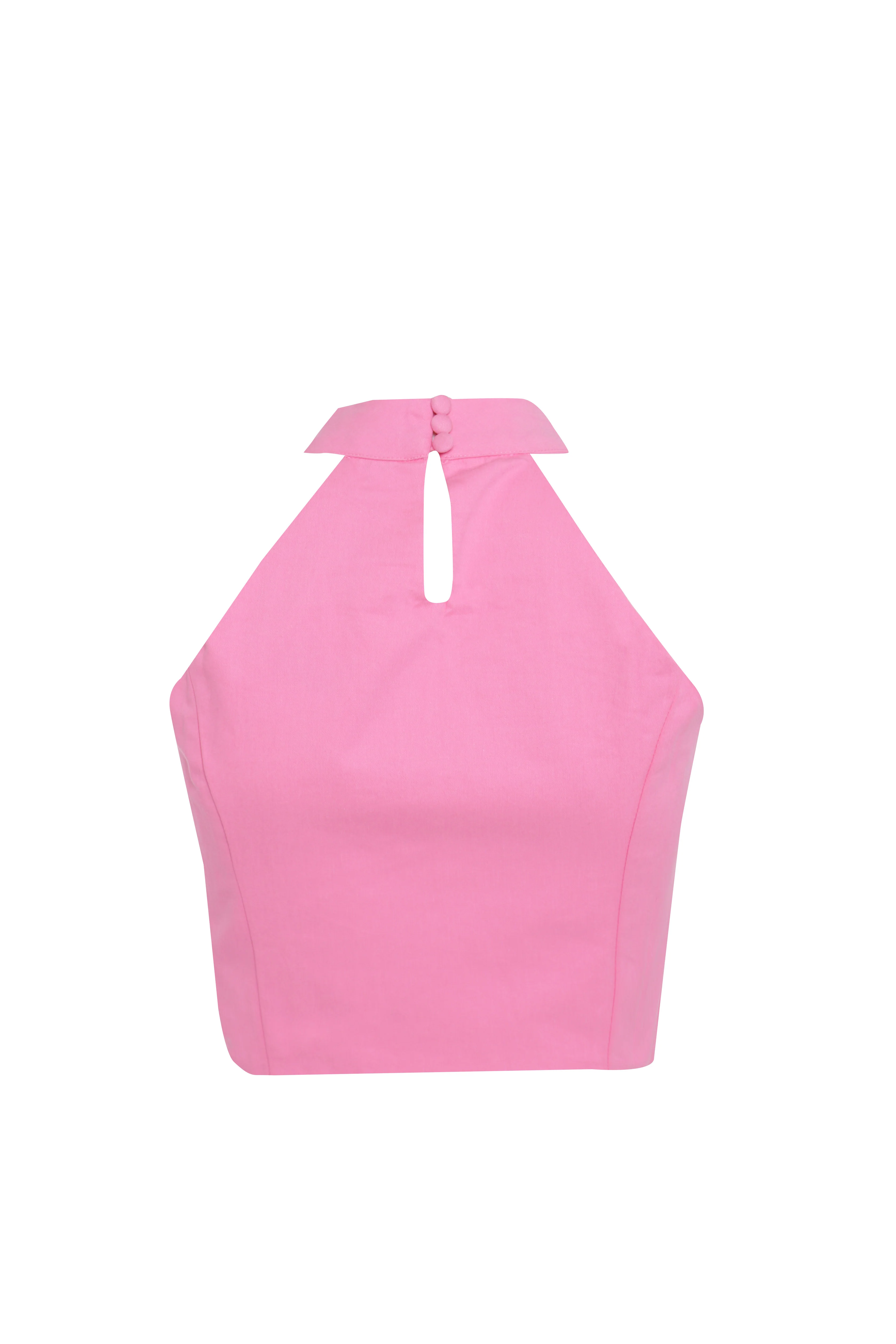 Glamorous Pink Carnation High Neck Crop Top - Image 6