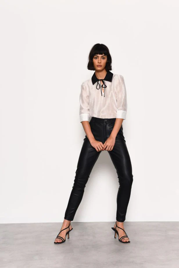 Glamorous White Sheer Blouse With Tie Detail - Image 3