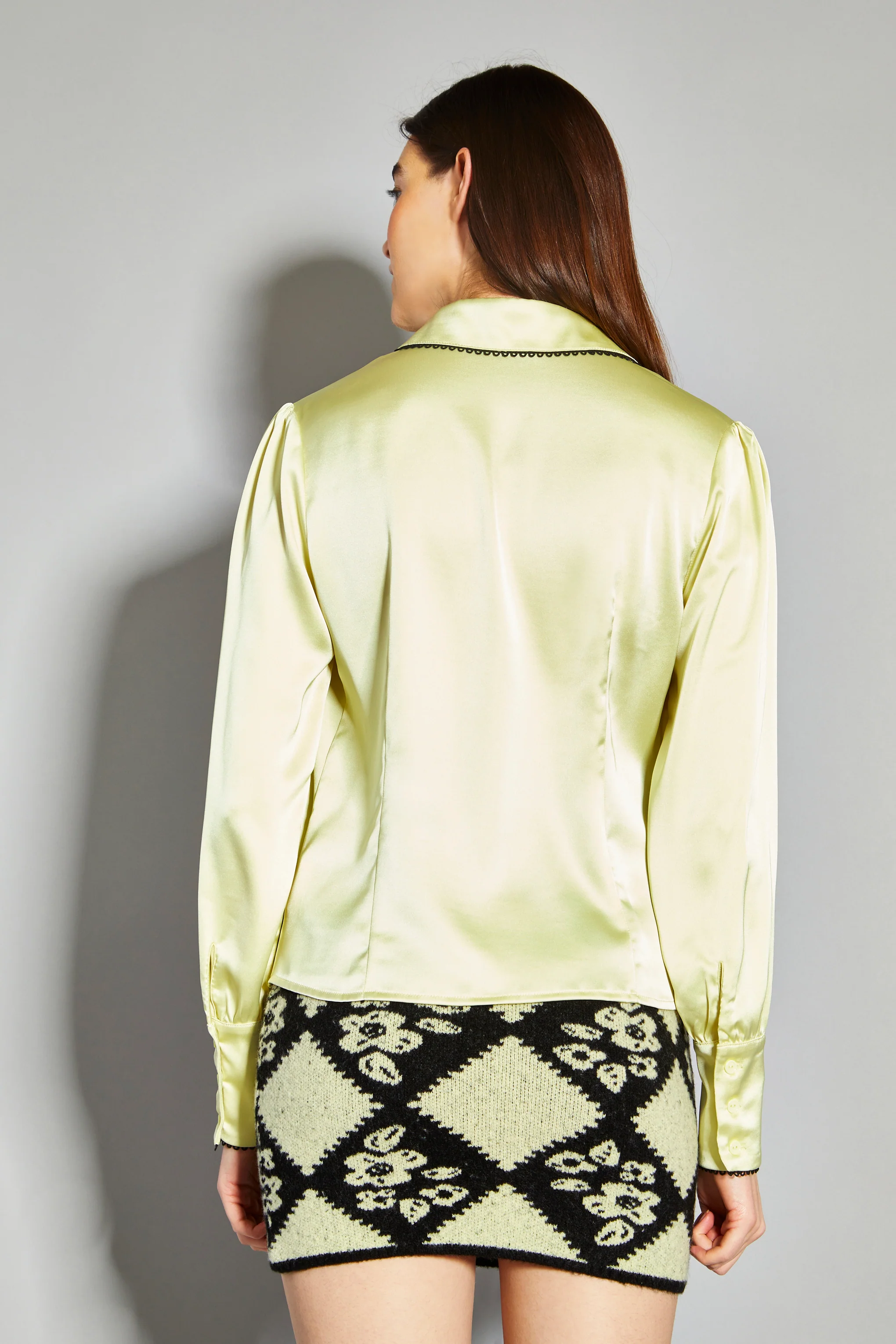 Glamorous Pastel Lime Satin Shirt - Image 2