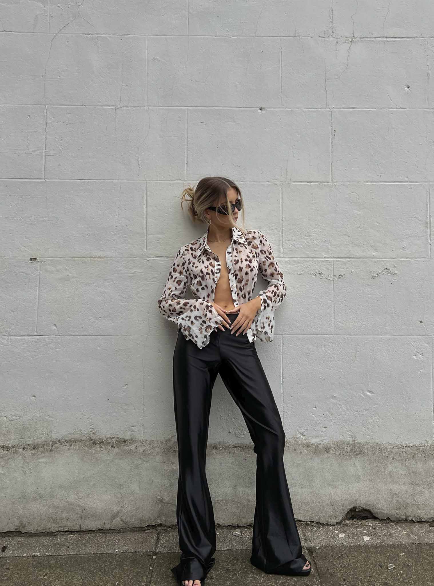 Glamorous Leopard Print Chiffon Button Front Shirt - Image 3