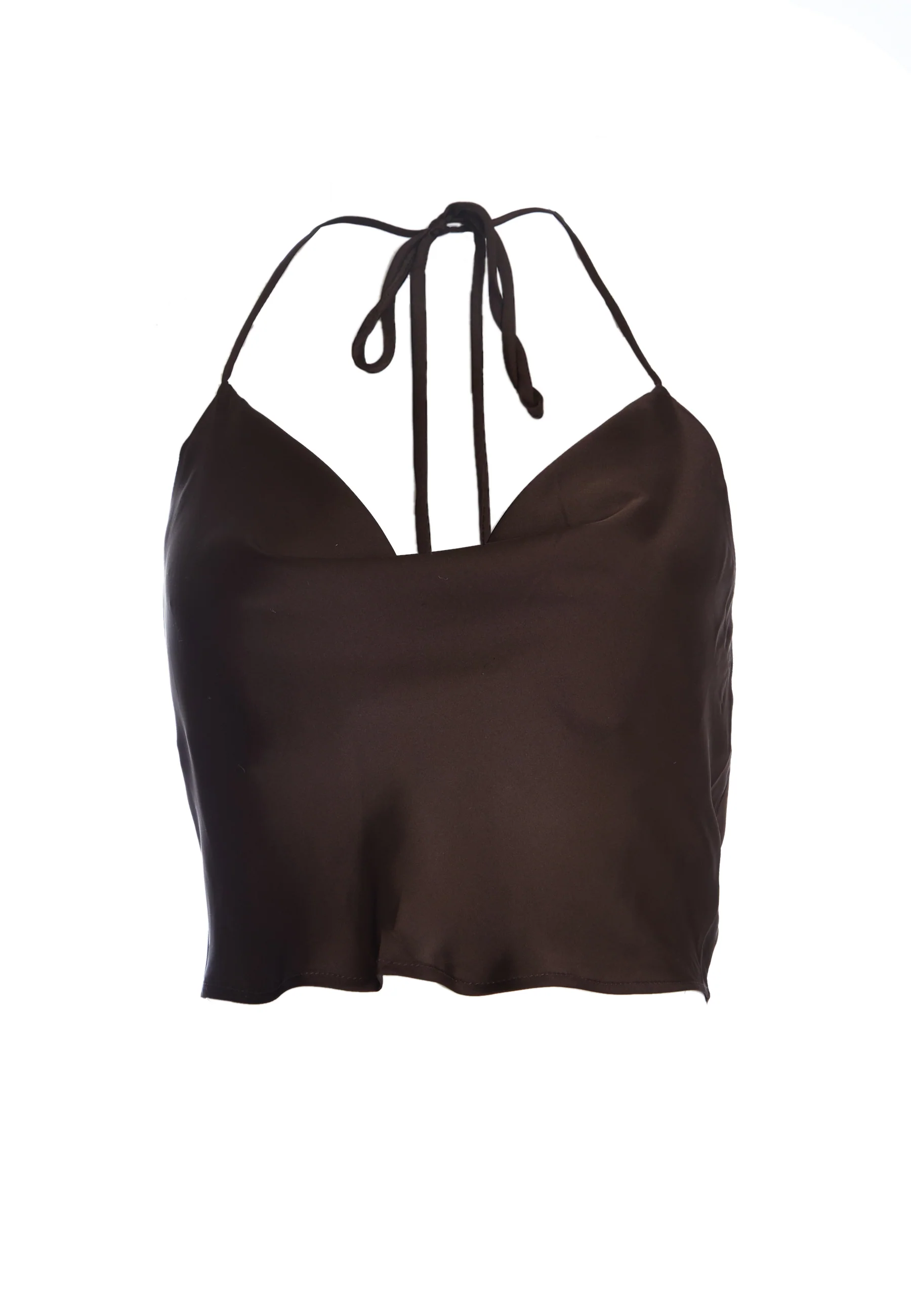 Brown Cowl-Neck Crop-Top - Image 4