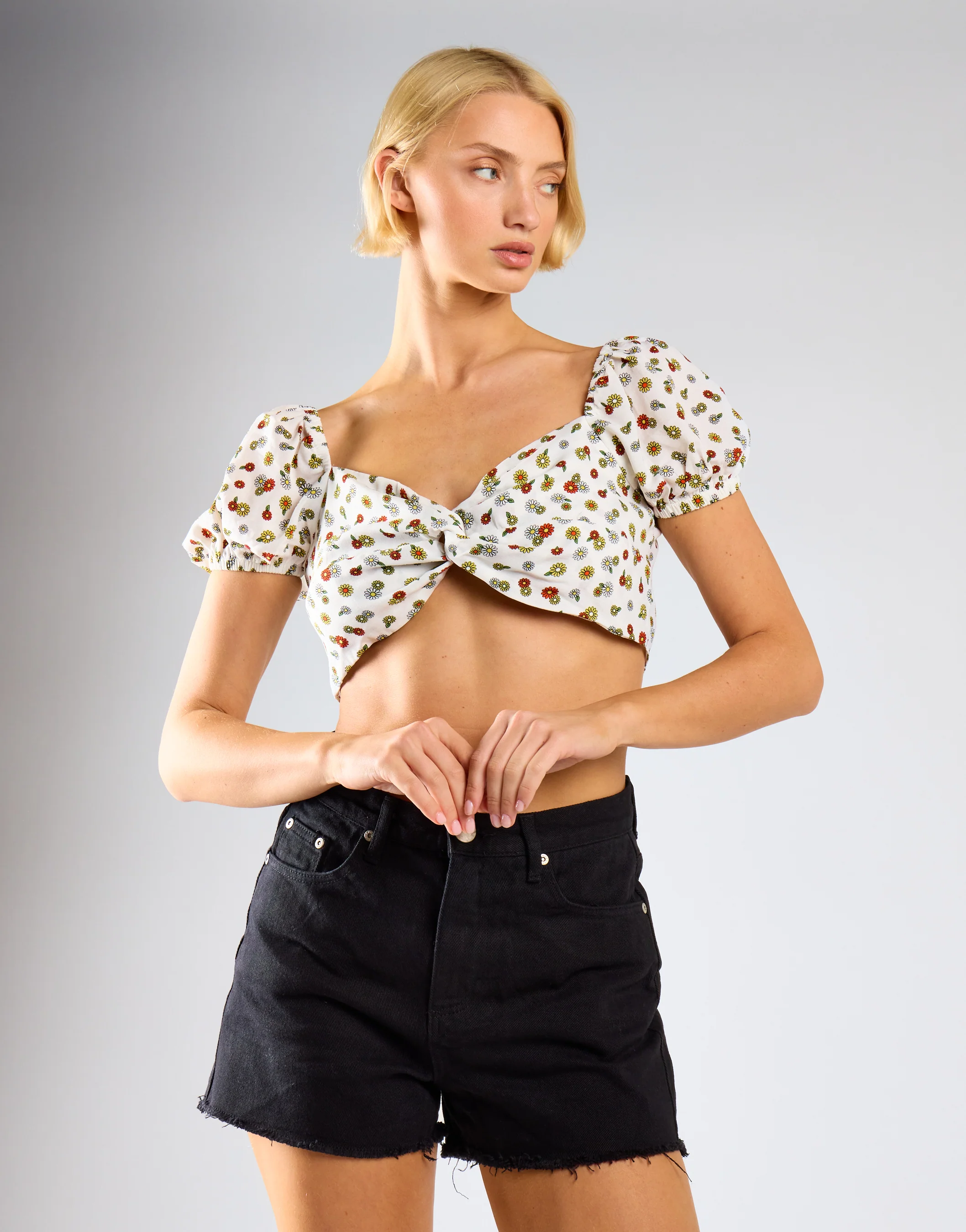 Glamorous Care Tie Back Crop Top with Twist Front - Image 2