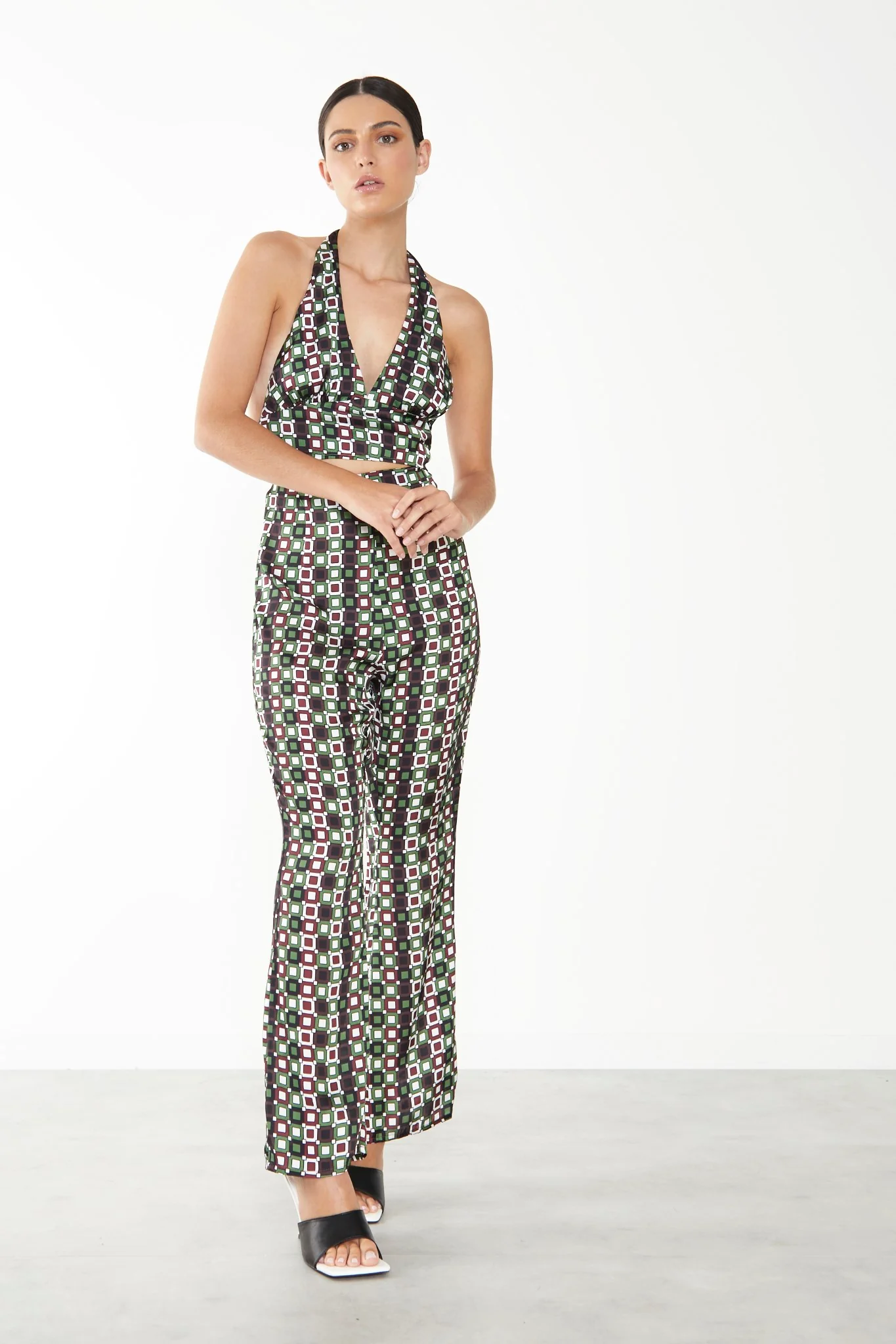 Glamorous Care Geometric Print Halter Neck Top - Image 3