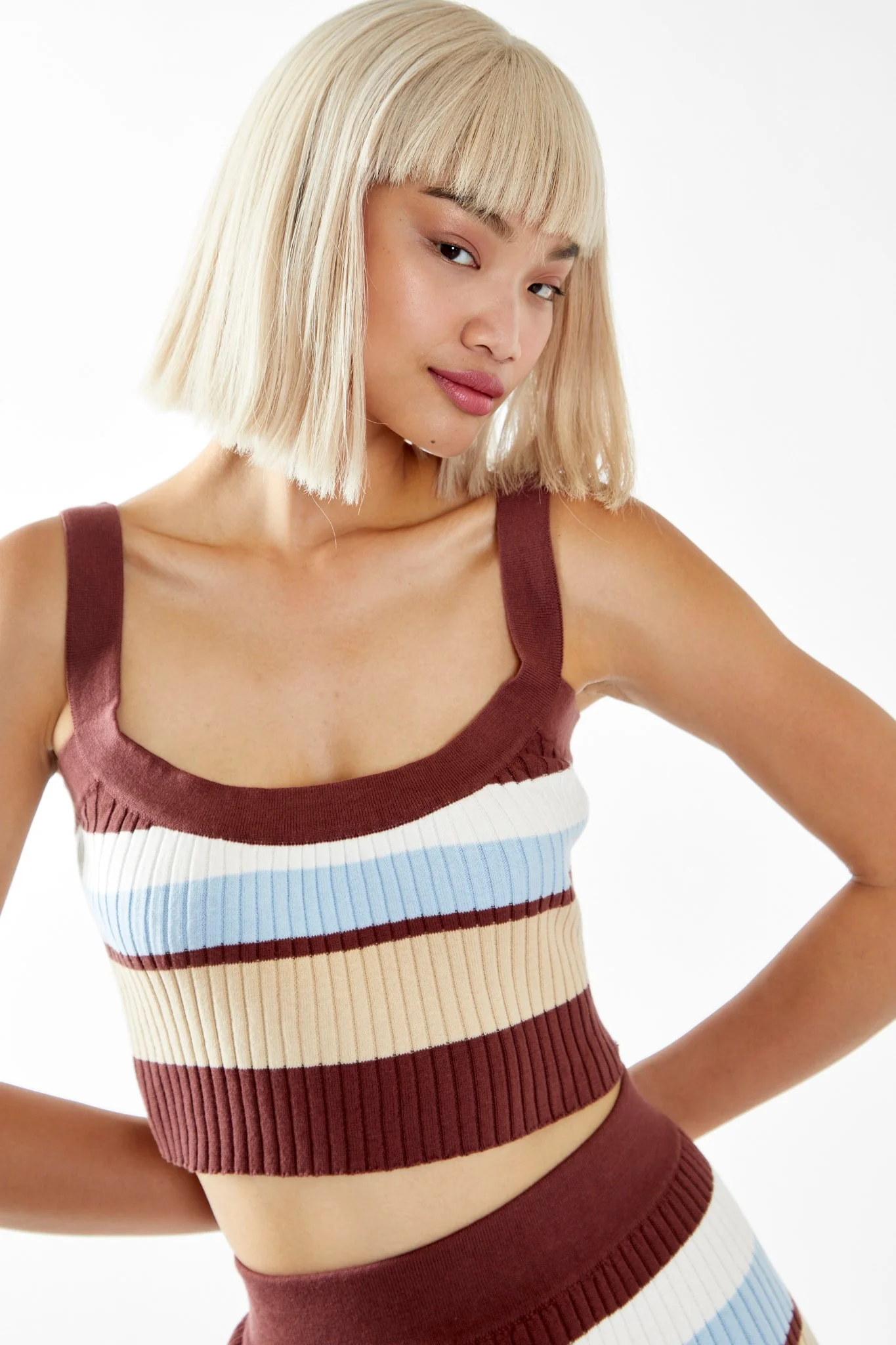 Blue-Brown Stripe Crop-top - Image 3