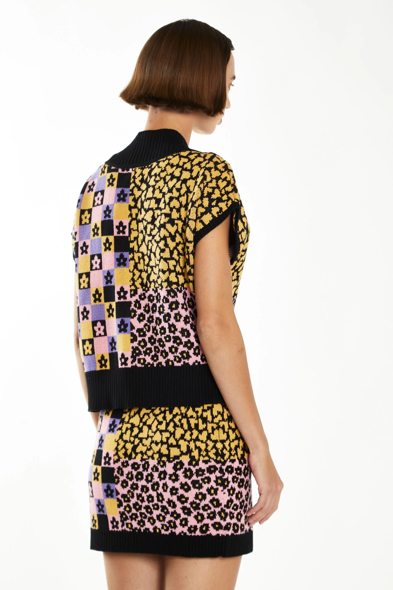 Retro Black Intarsia Knit Tank Top - Image 2