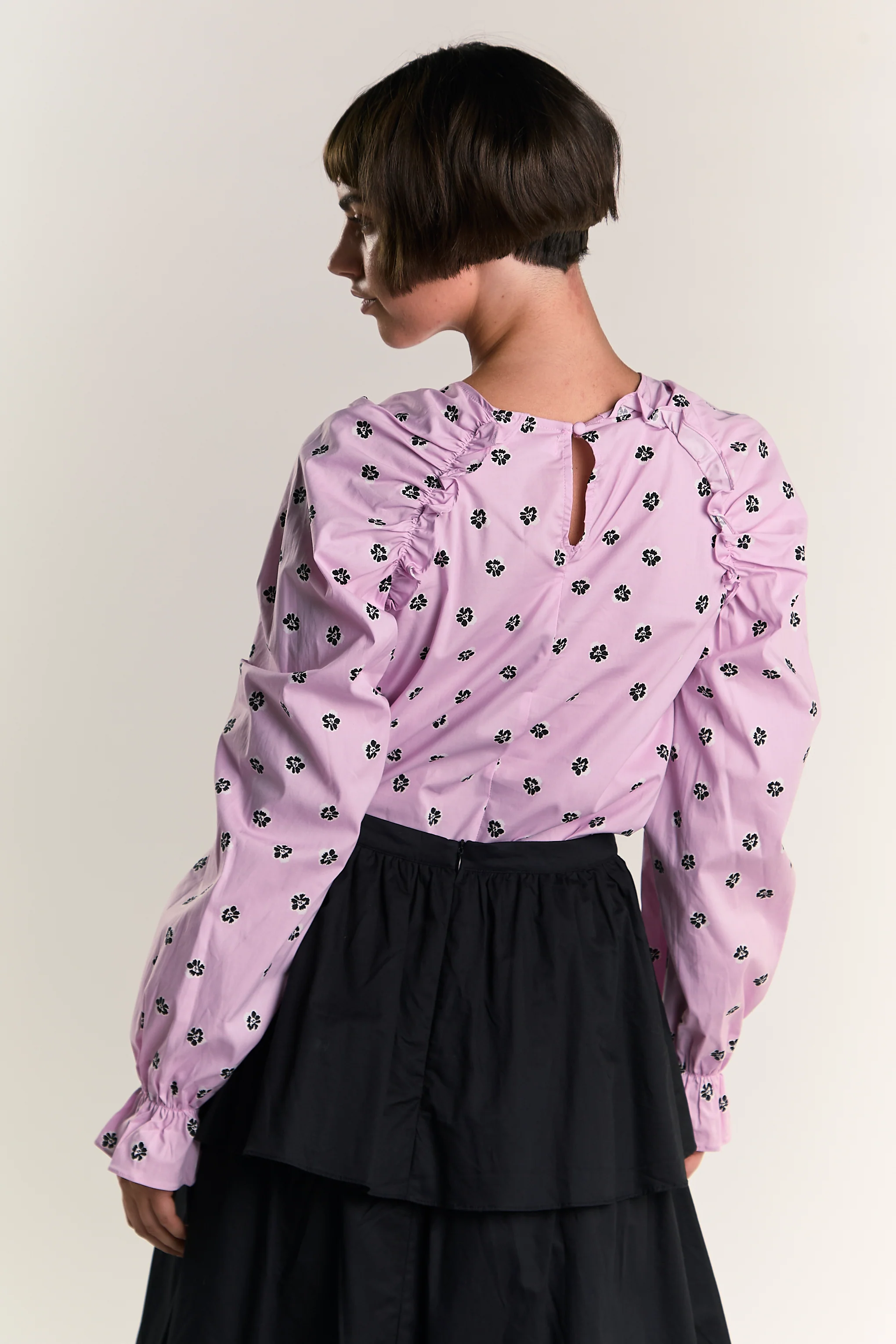 Glamorous Pink Ditsy Cotton Ruffle Blouse - Image 2
