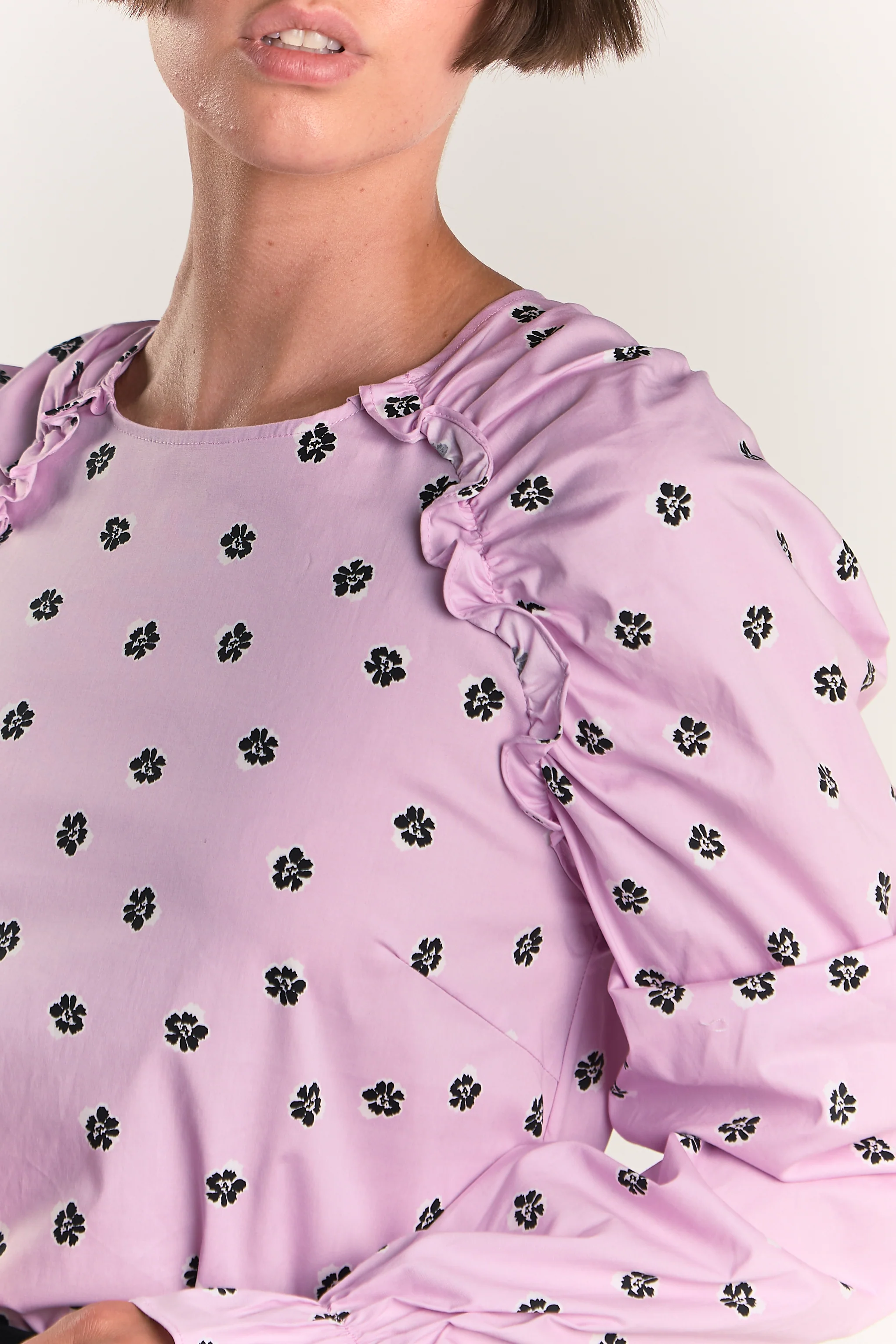 Glamorous Pink Ditsy Cotton Ruffle Blouse - Image 4