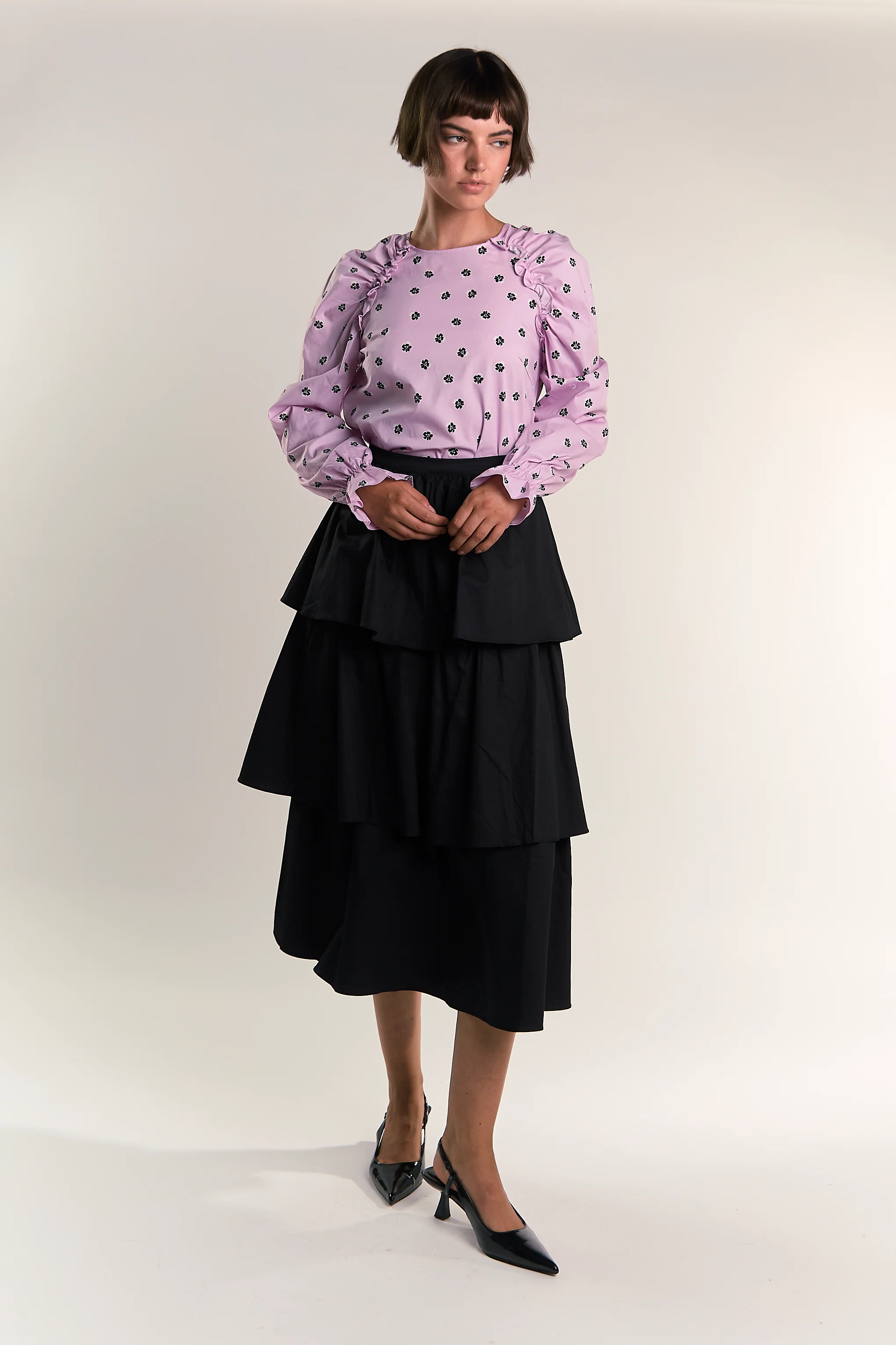Glamorous Pink Ditsy Cotton Ruffle Blouse - Image 5