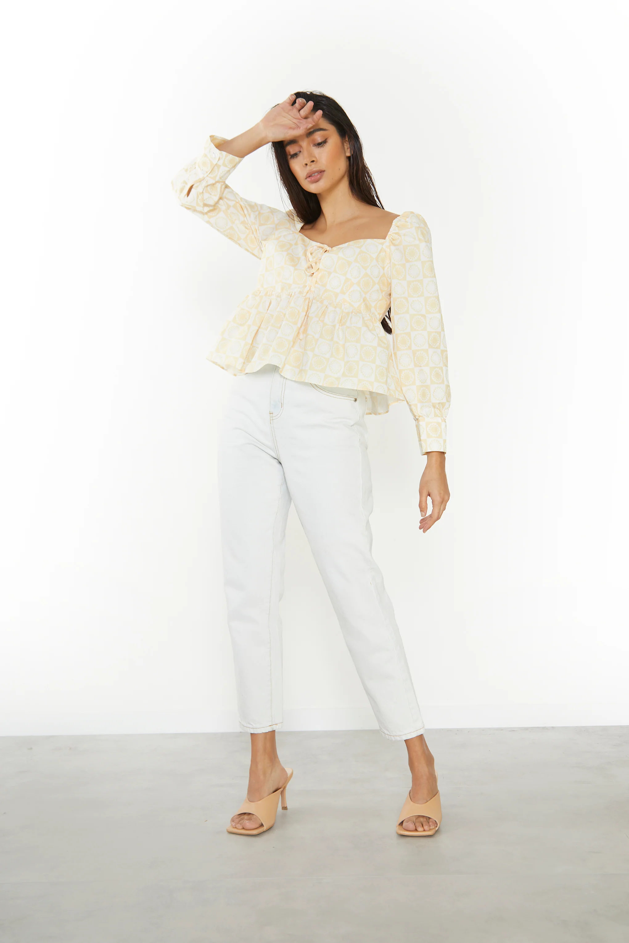Sunflower Check Sweetheart Peplum Blouse - Image 2
