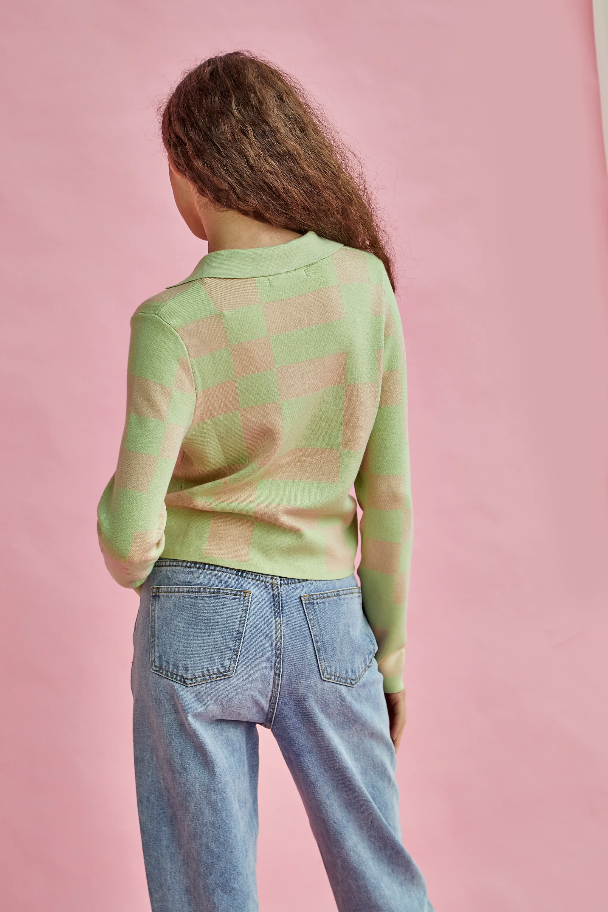 Glamorous Lily Green Stone Button Through Long Sleeve Top - Image 3