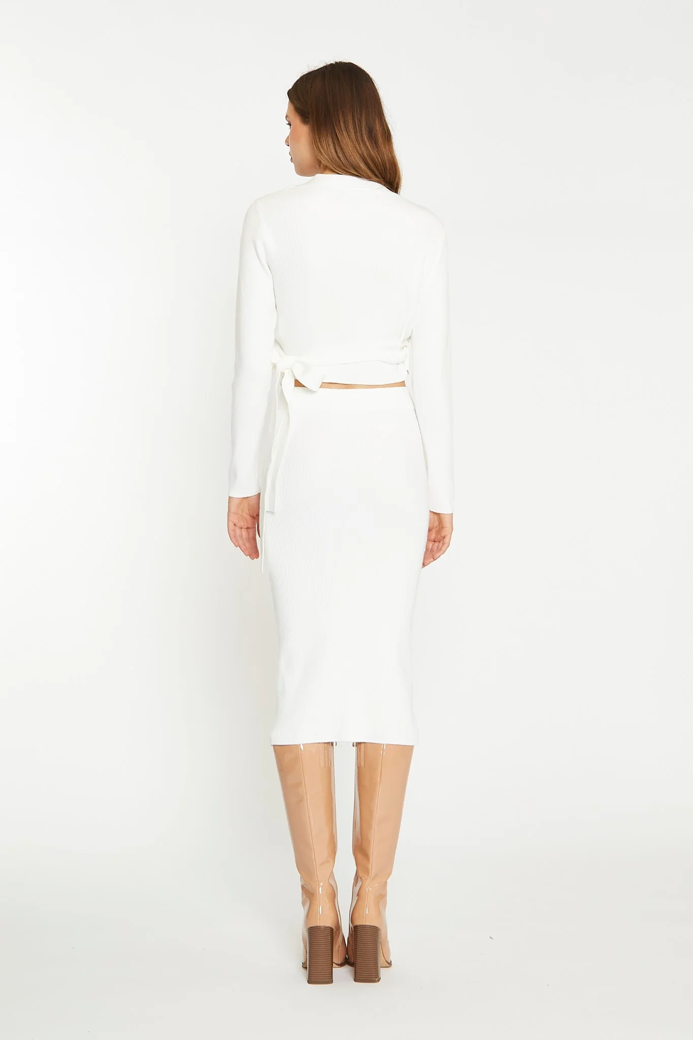 Off White Rib Knit Wrap-Top - Image 2
