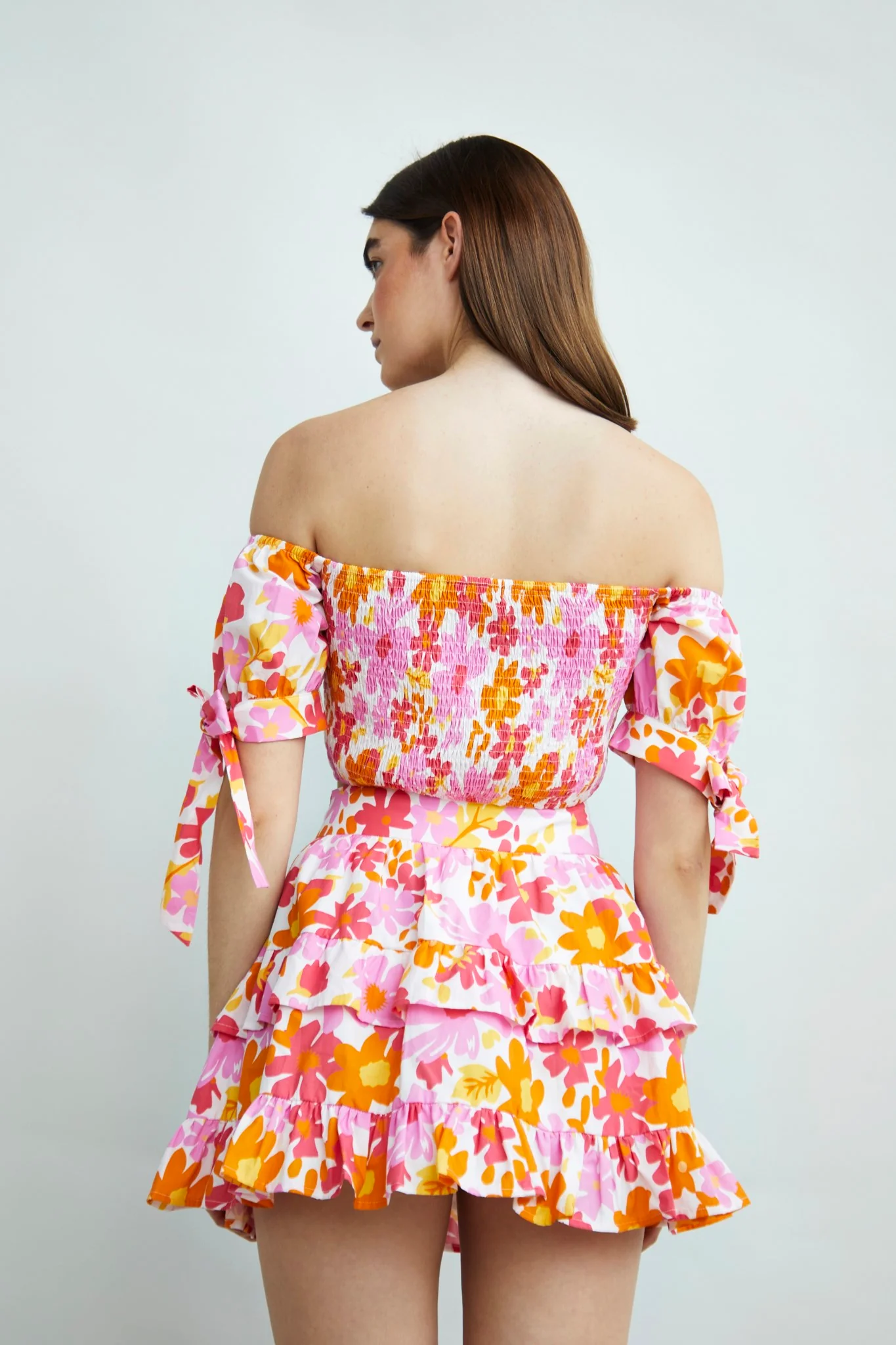 Glamorous Collection Smocked Bardot Puff Sleeve Crop Top - Image 2