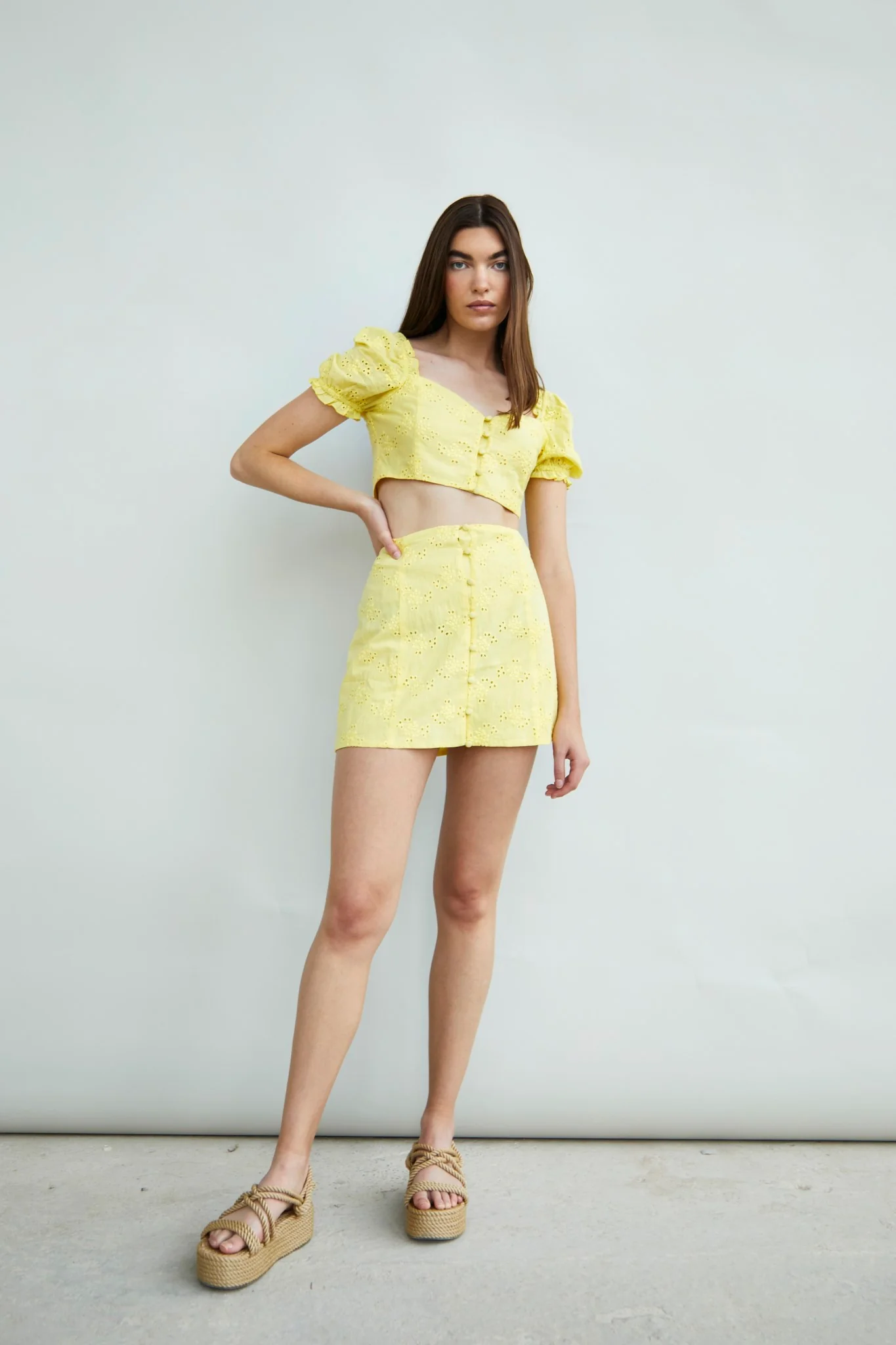 Glamorous Collection Button Through Crop Top - Image 3