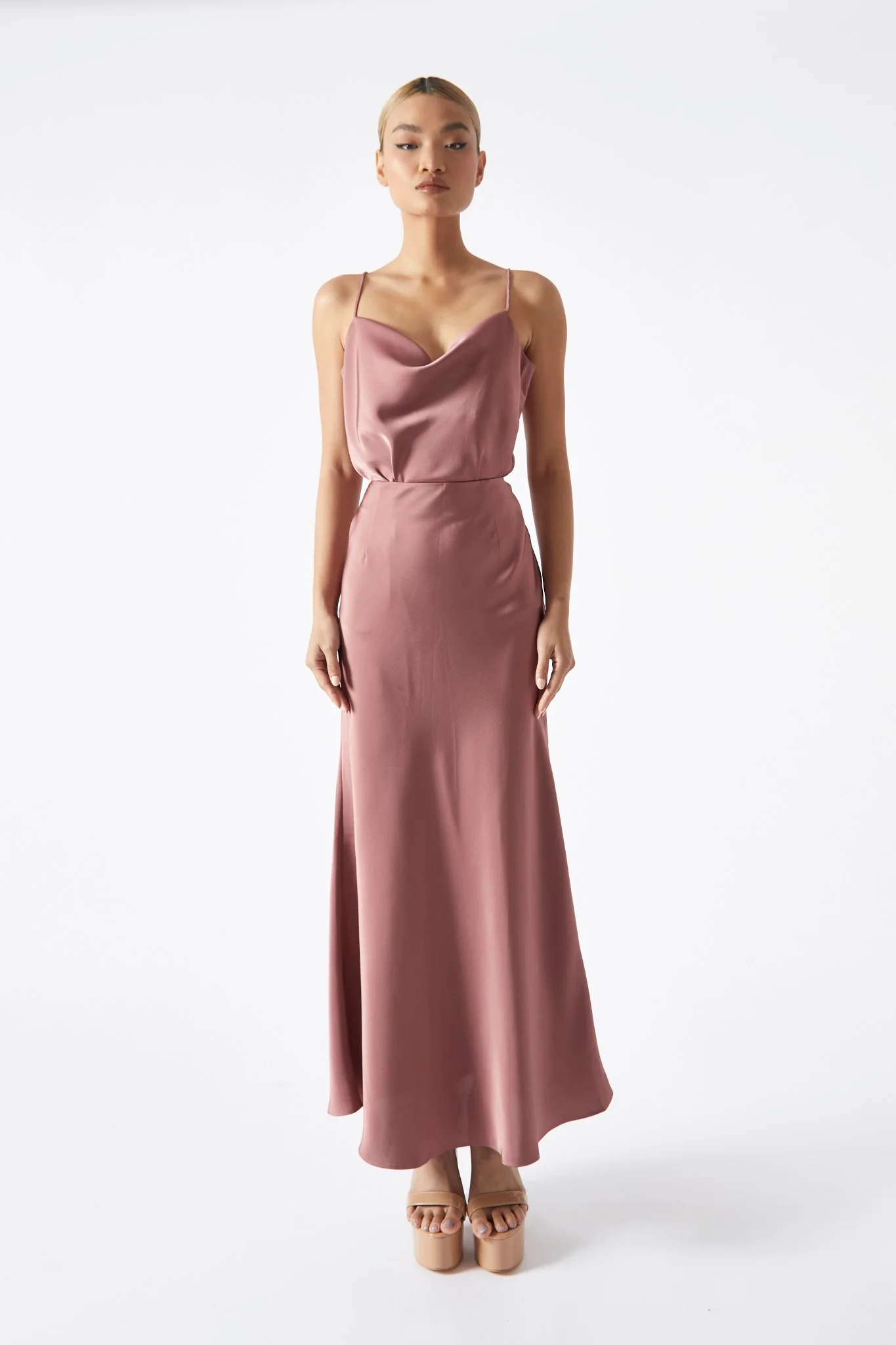 Dark-Rose Cowl Neck Top - Image 3