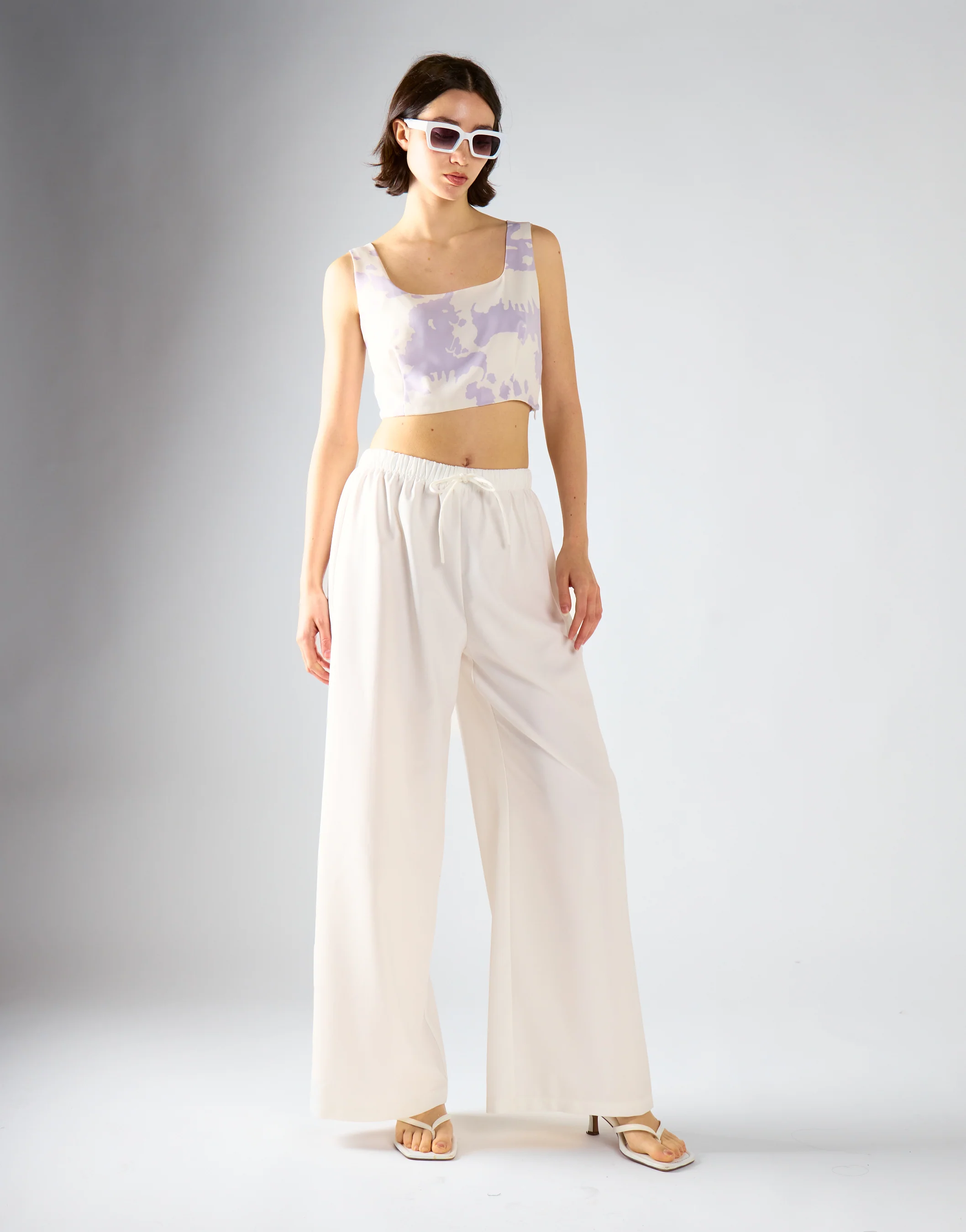 Glamorous Misty Lilac Abstract Crop Top