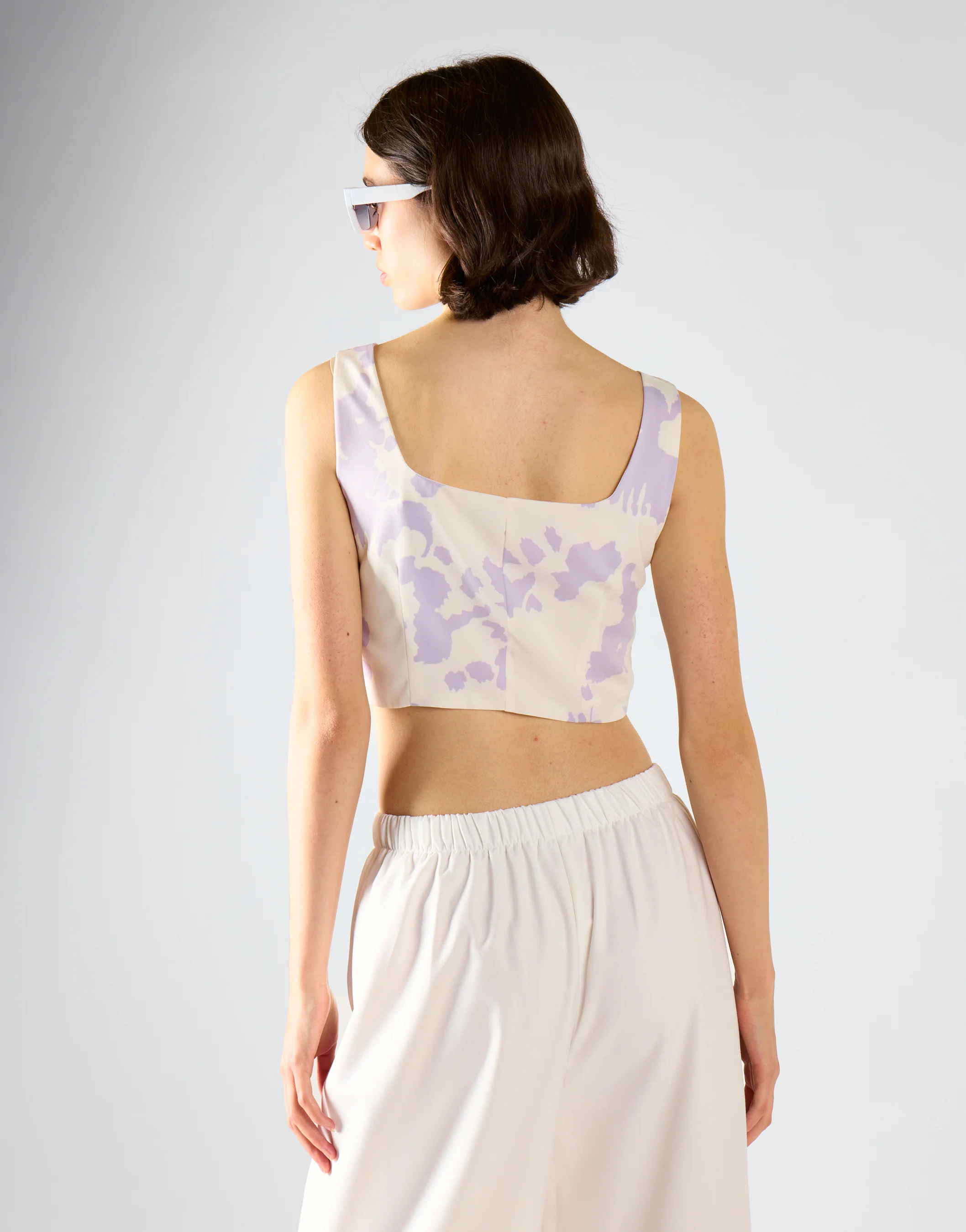 Glamorous Misty Lilac Abstract Crop Top - Image 2