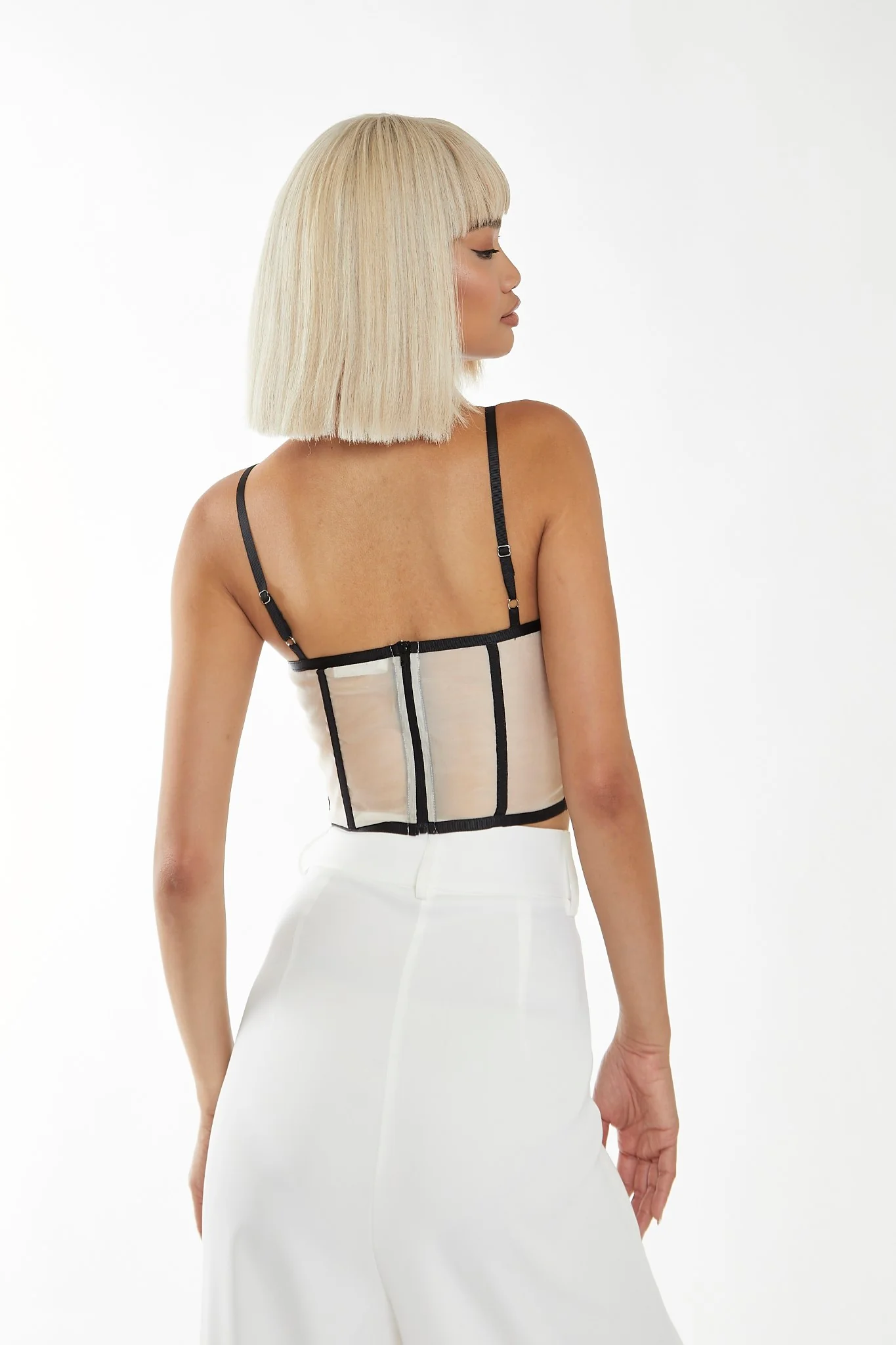 Nude-Black Strappy Corset Top - Image 2