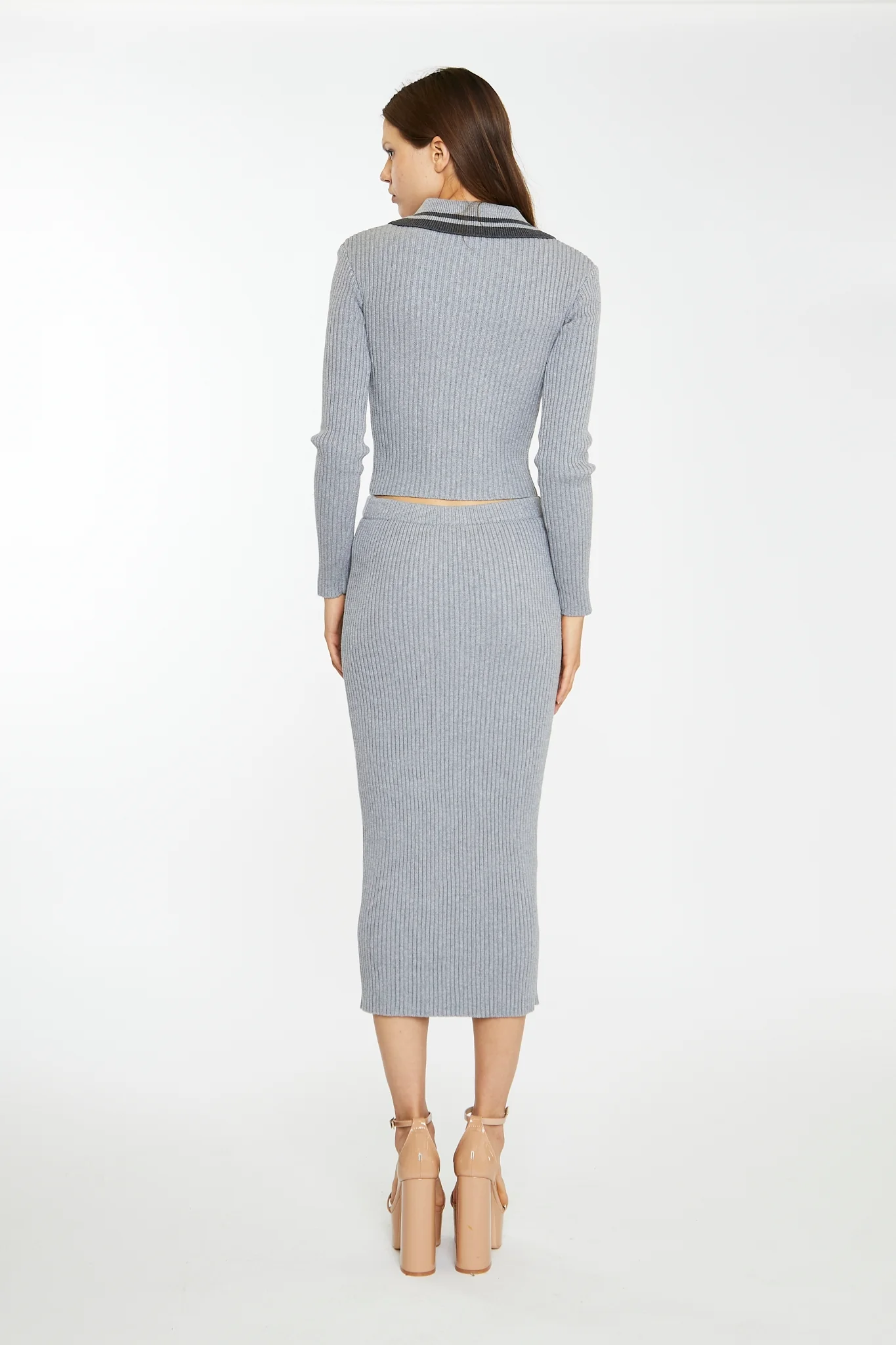 Grey-Marl Charcoal Knitted Shirt - Image 2
