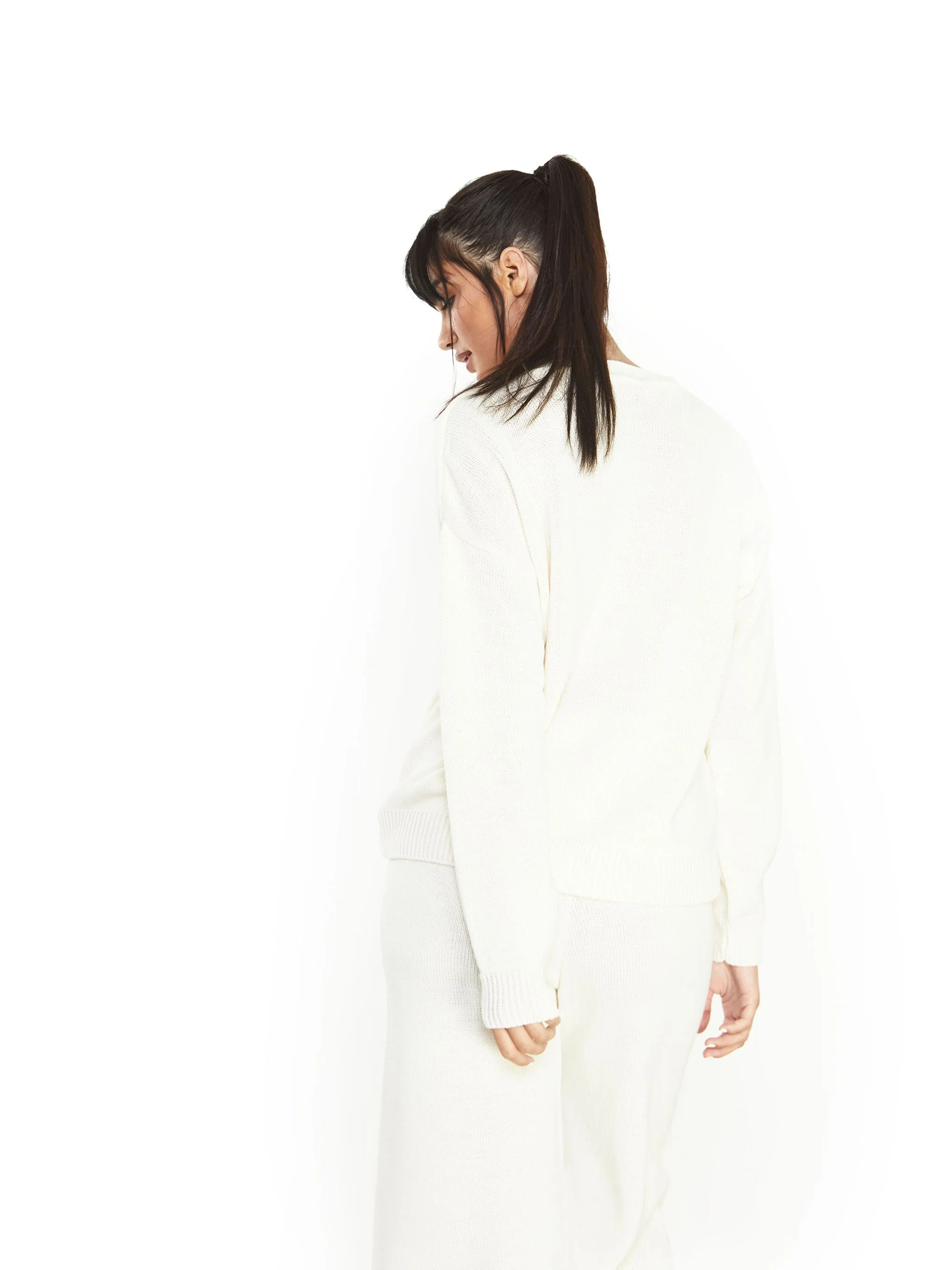Glamorous Cream Ribbed Long Sleeve Jumper - Image 3
