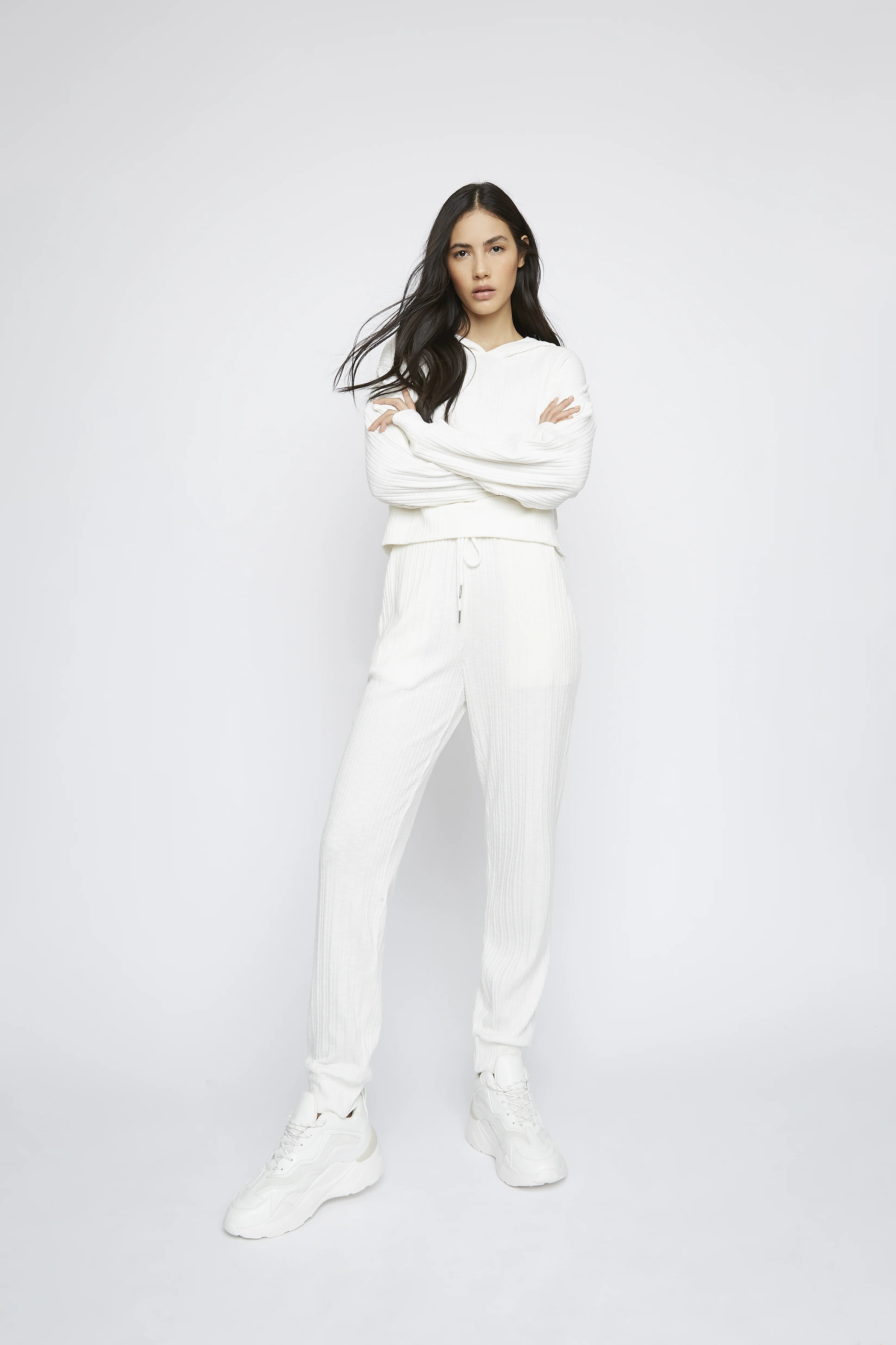Glamorous White Ribbed Loungewear Top - Image 3