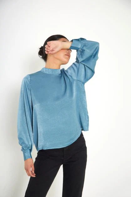 Glamorous Teal Long Sleeve Blouse - Image 4