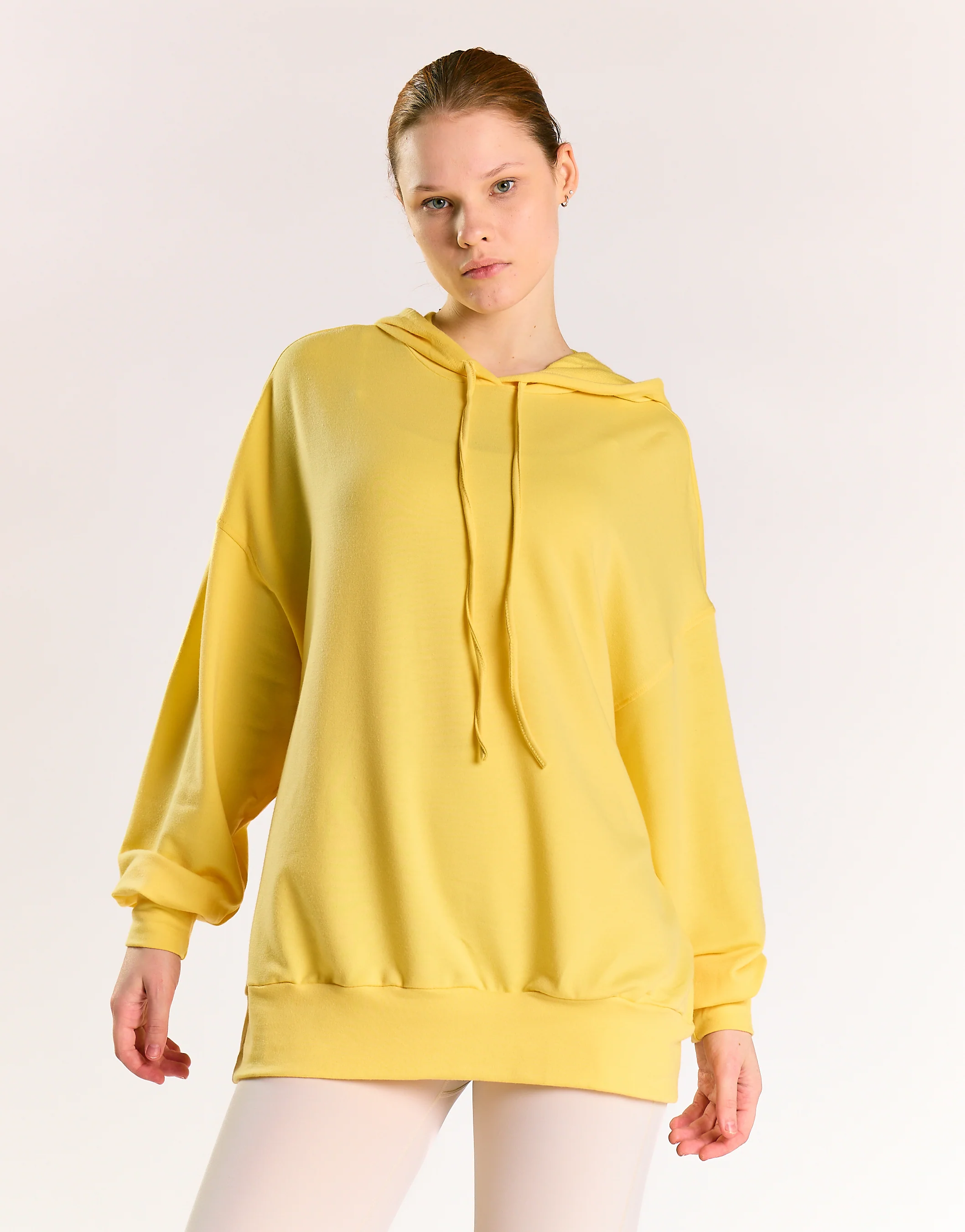 Glamorous Lemon Yellow Hooded Long Sleeve Jumper - Image 4