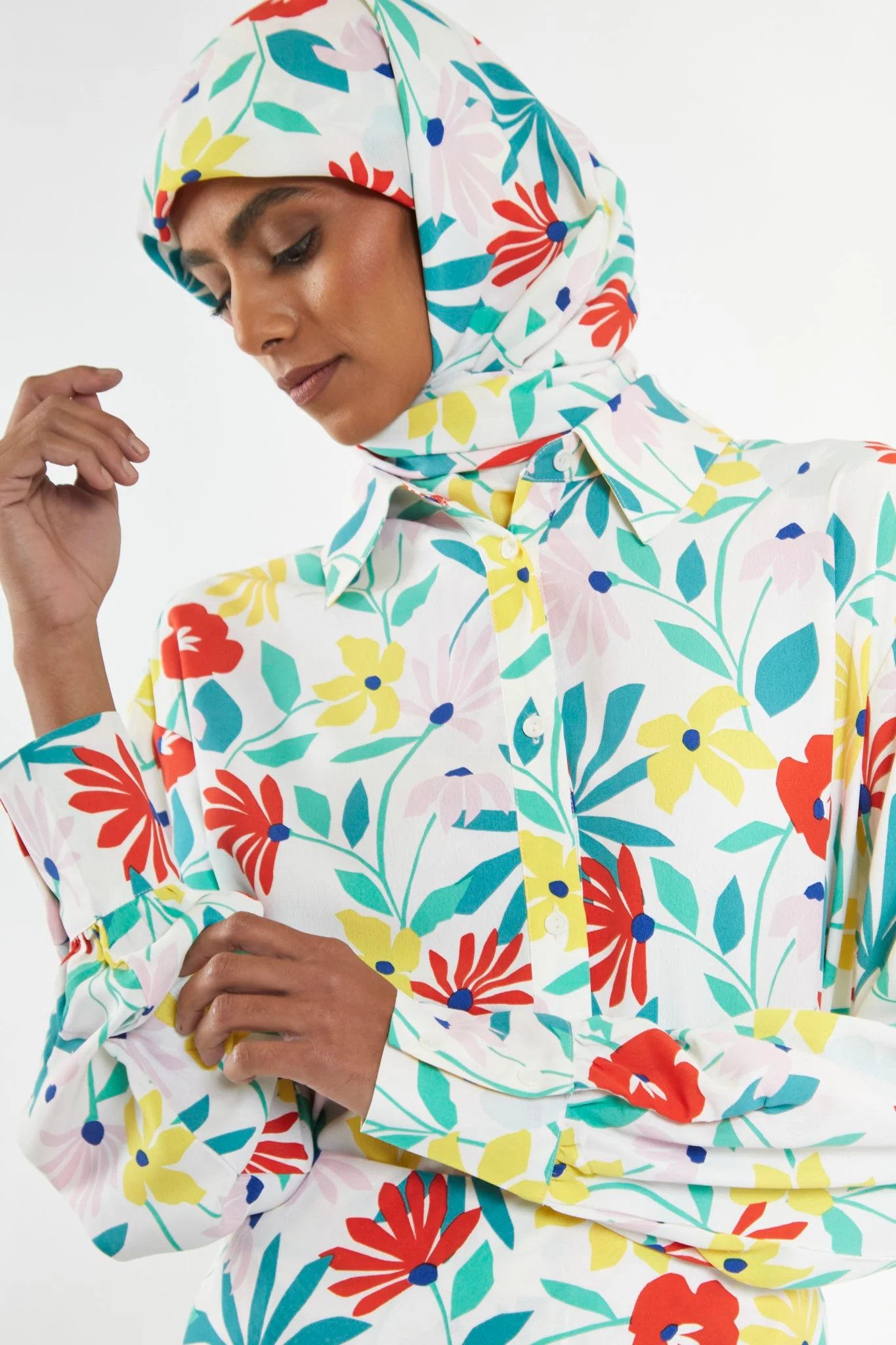 Bright Multi Flower Long Sleeve Shirt - Image 4