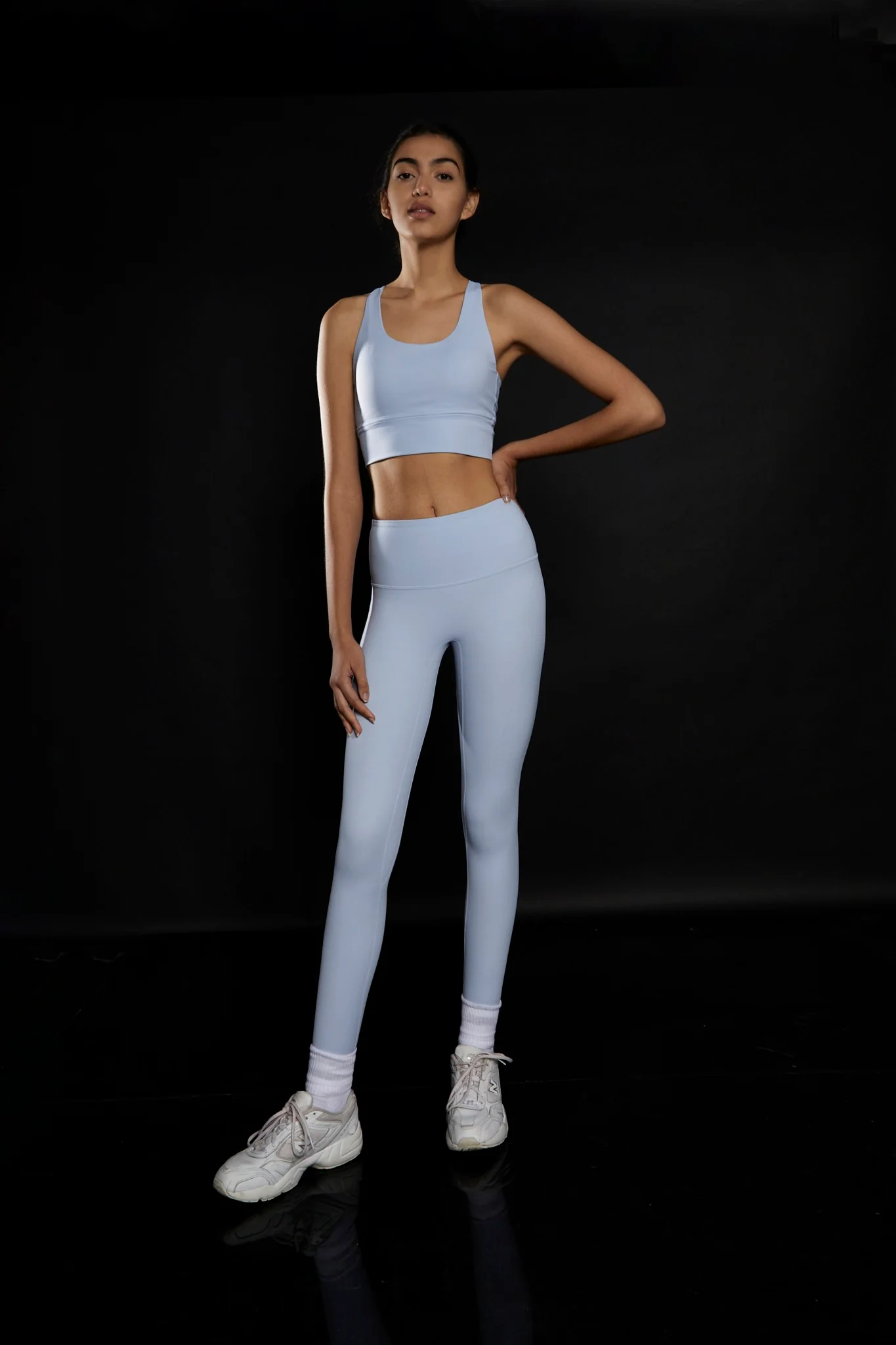 Light Blue Cross Back Sports Bra - Image 3